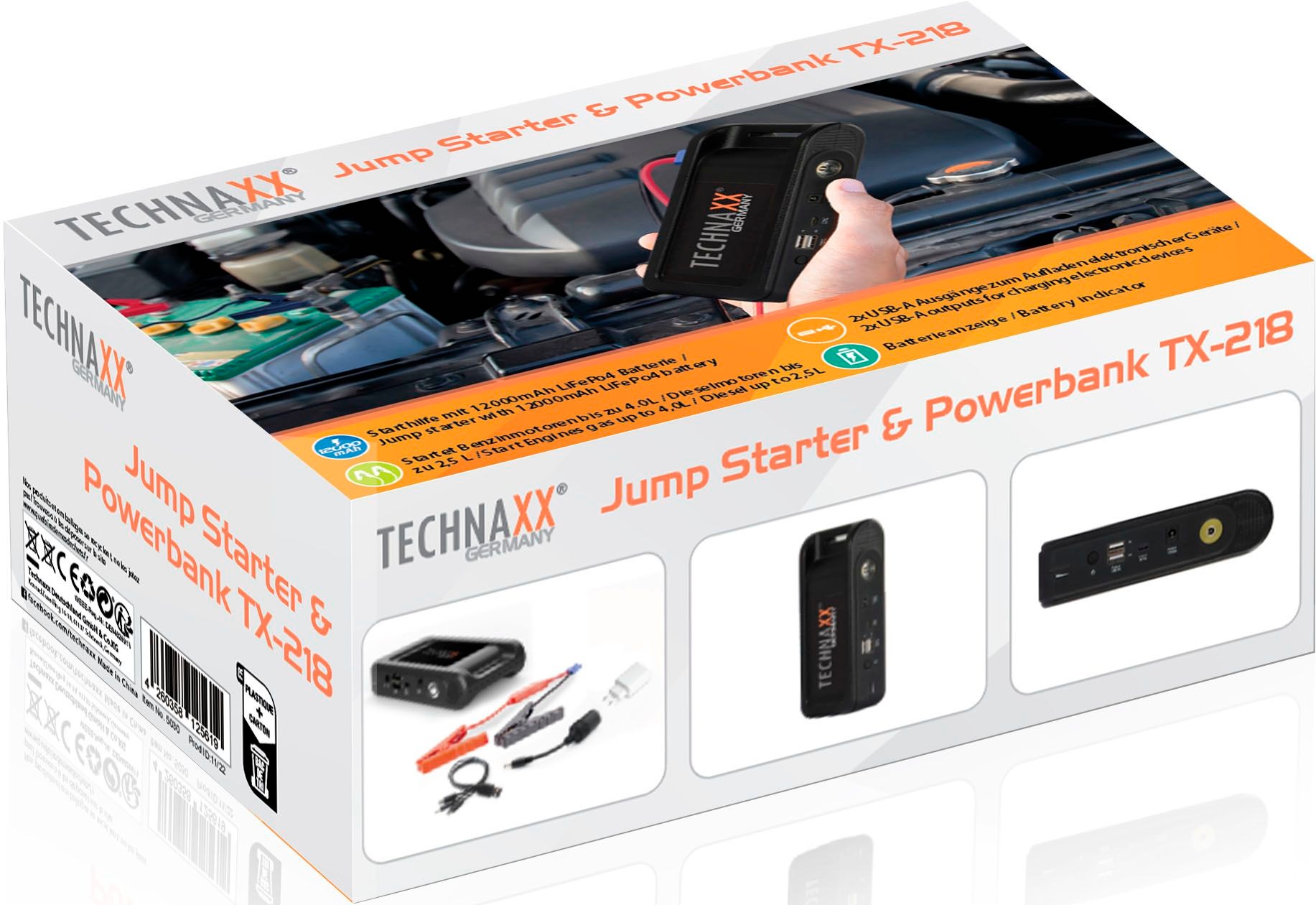 Technaxx Starthilfegerät »TX-218«, 12000 mAh, Jump Starter & Powerbank