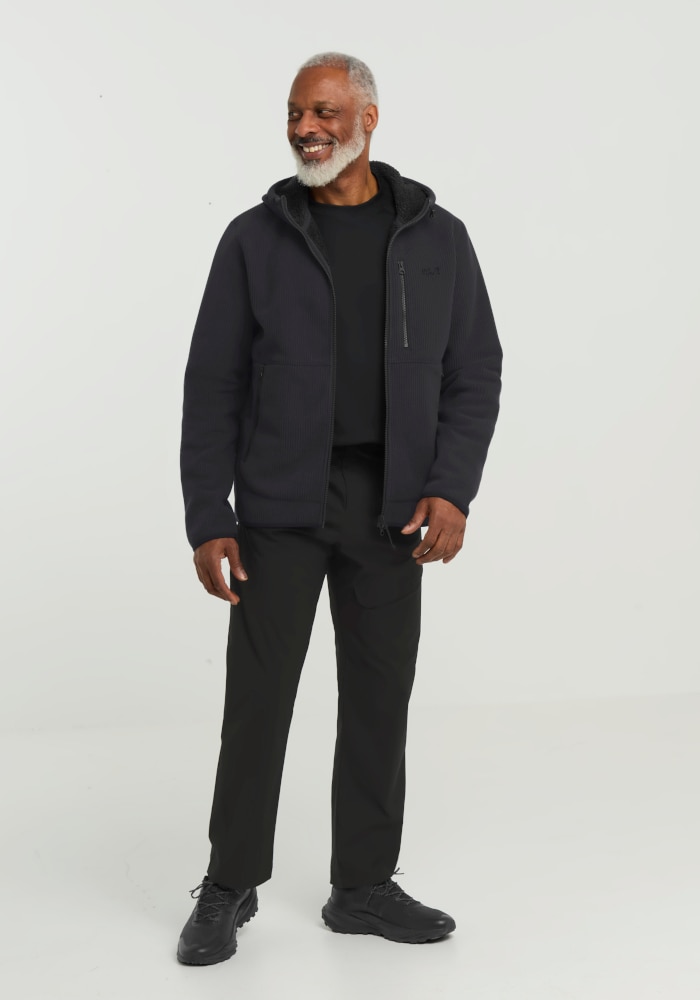 Jack Wolfskin Fleecejacke »LAKE RIDGE HOODED JKT M« mit Kapuze windabweisend, mit hochschließendem Kragen