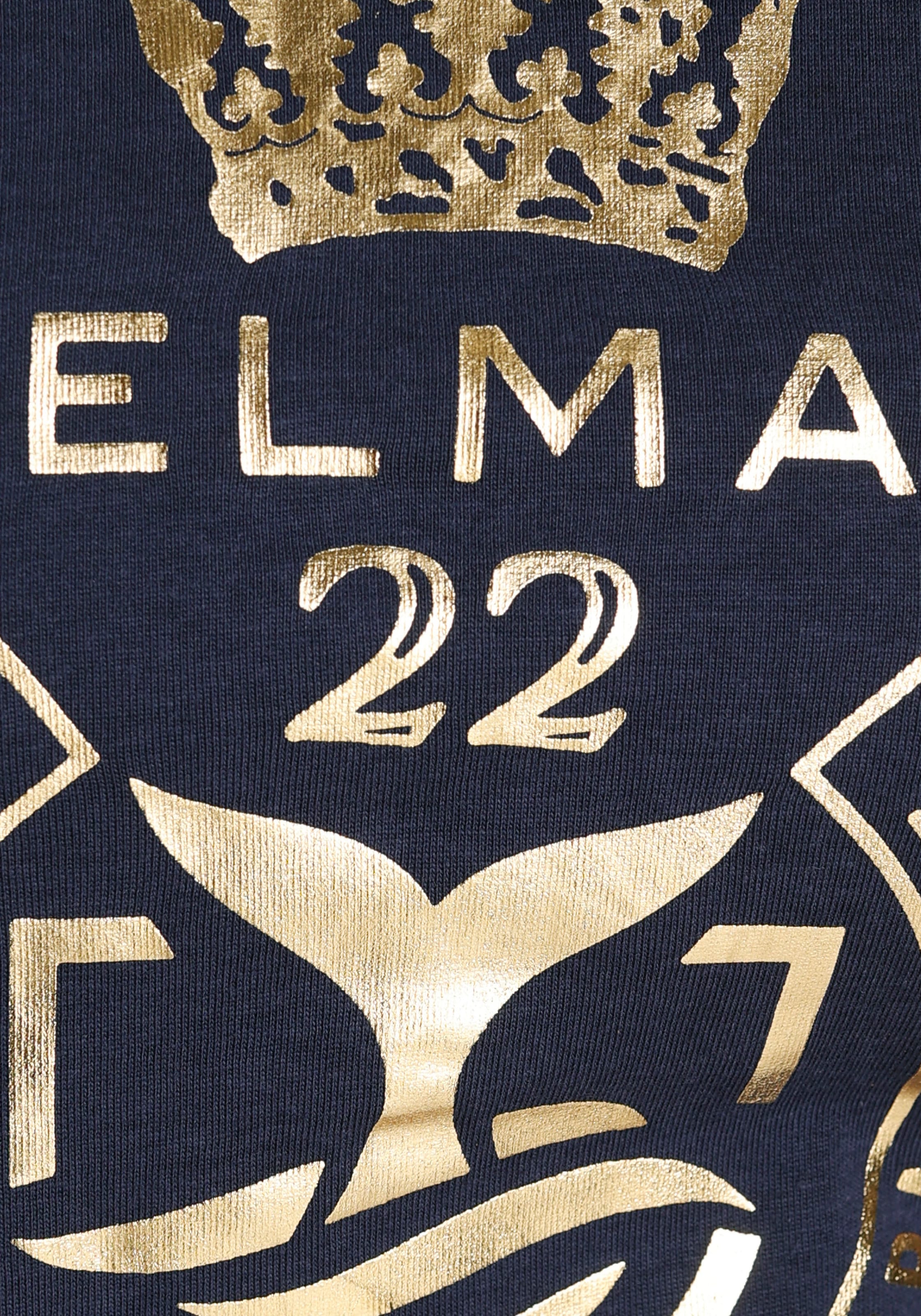 DELMAO T-Shirt, goldfarbenem ♕ bei Folienprint hochwertigem, - mit MARKE! NEUE