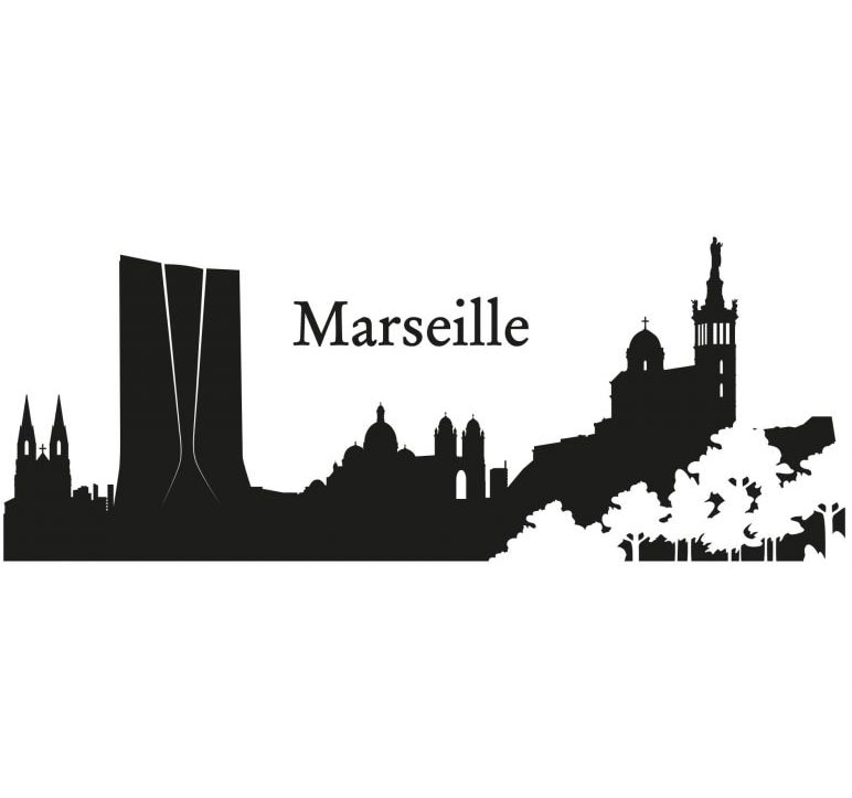 Wandtattoo »XXL Stadt Skyline Marseille 120cm«, (1 St.), selbstklebend, entfernbar