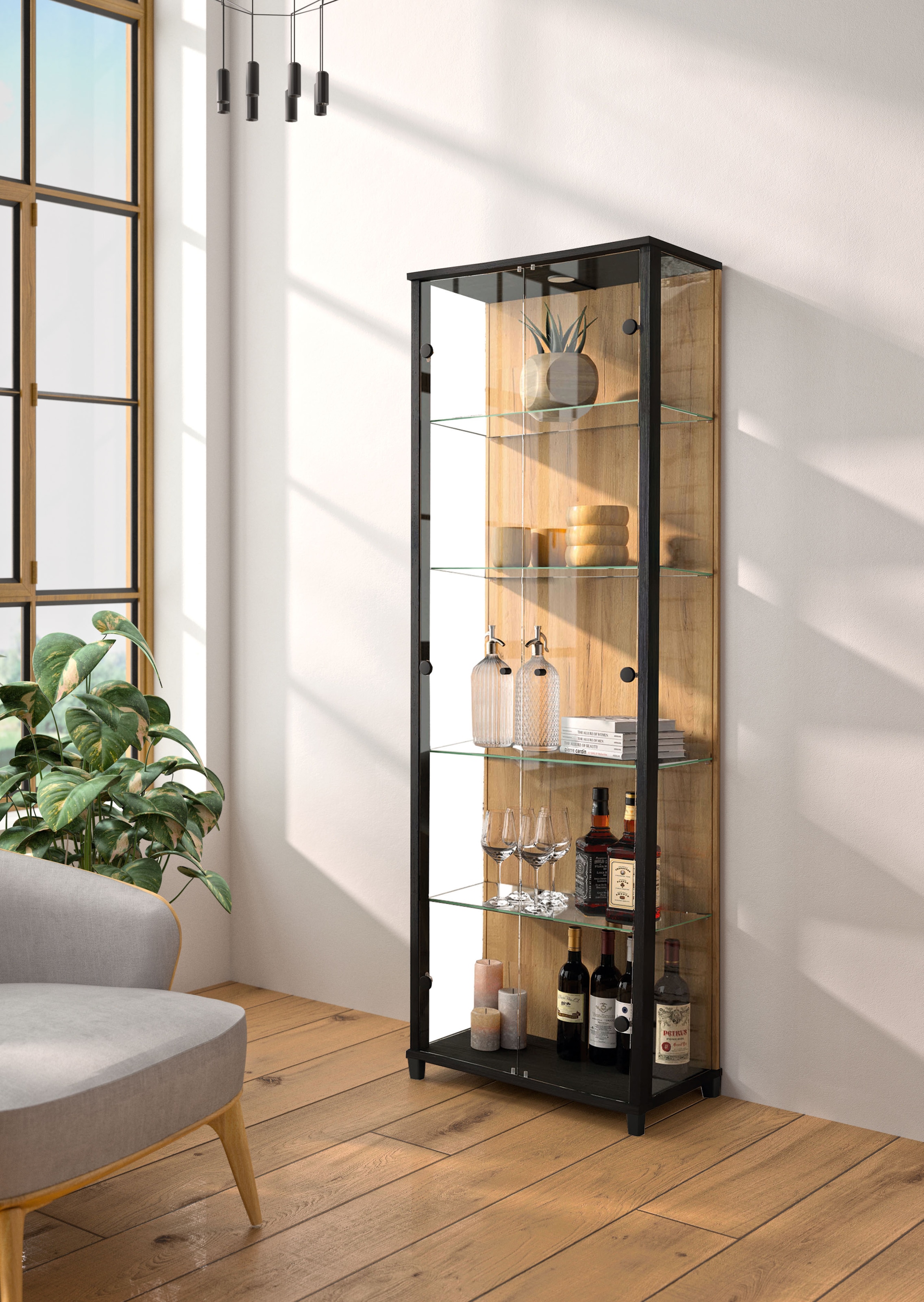 fif möbel Vitrine »OPTIMA« Standvitrine, Vitrinenschrank, Glasvitrine, Sammlervitrine, LED