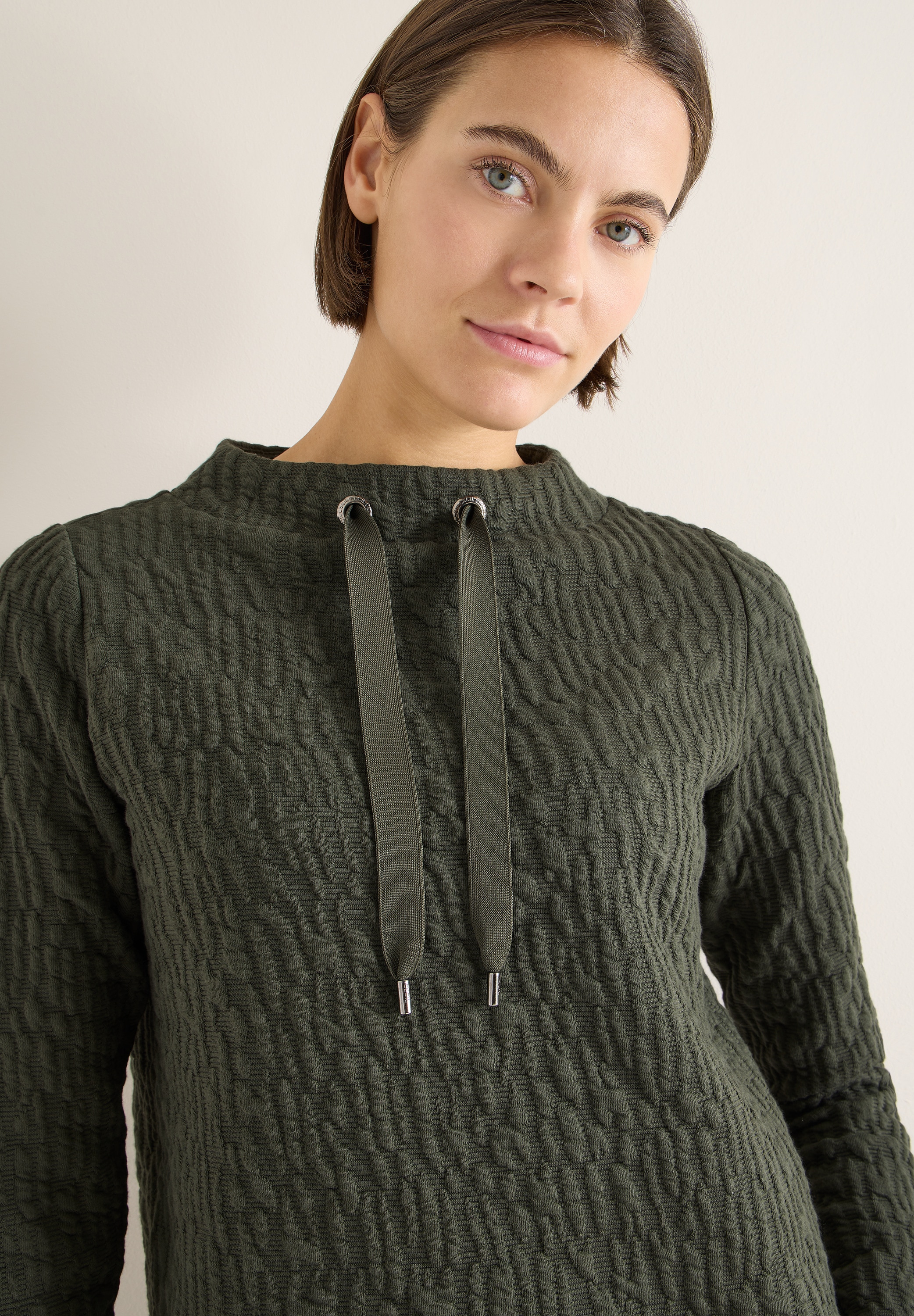 Cecil Sweater , Jacquard Funnel Neck mit Strukturmuster
