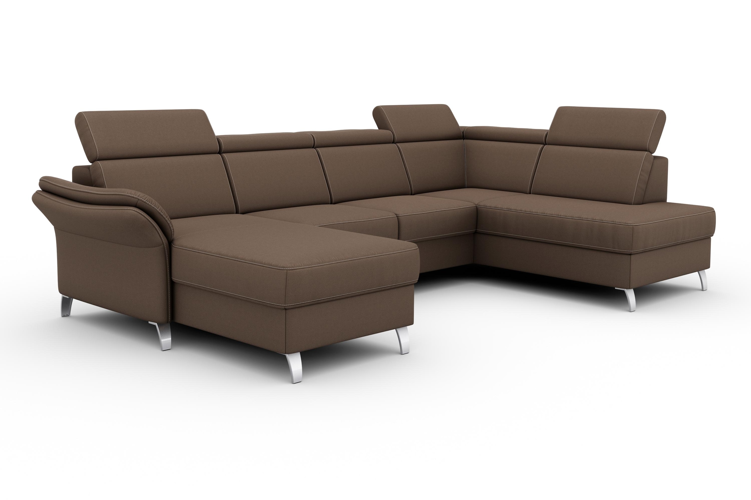 sit&more Wohnlandschaft »Vincenzo U-Form«, inklusive Kopfteilverstellung, wahlweise mit Bettfunktion, Bettkasten