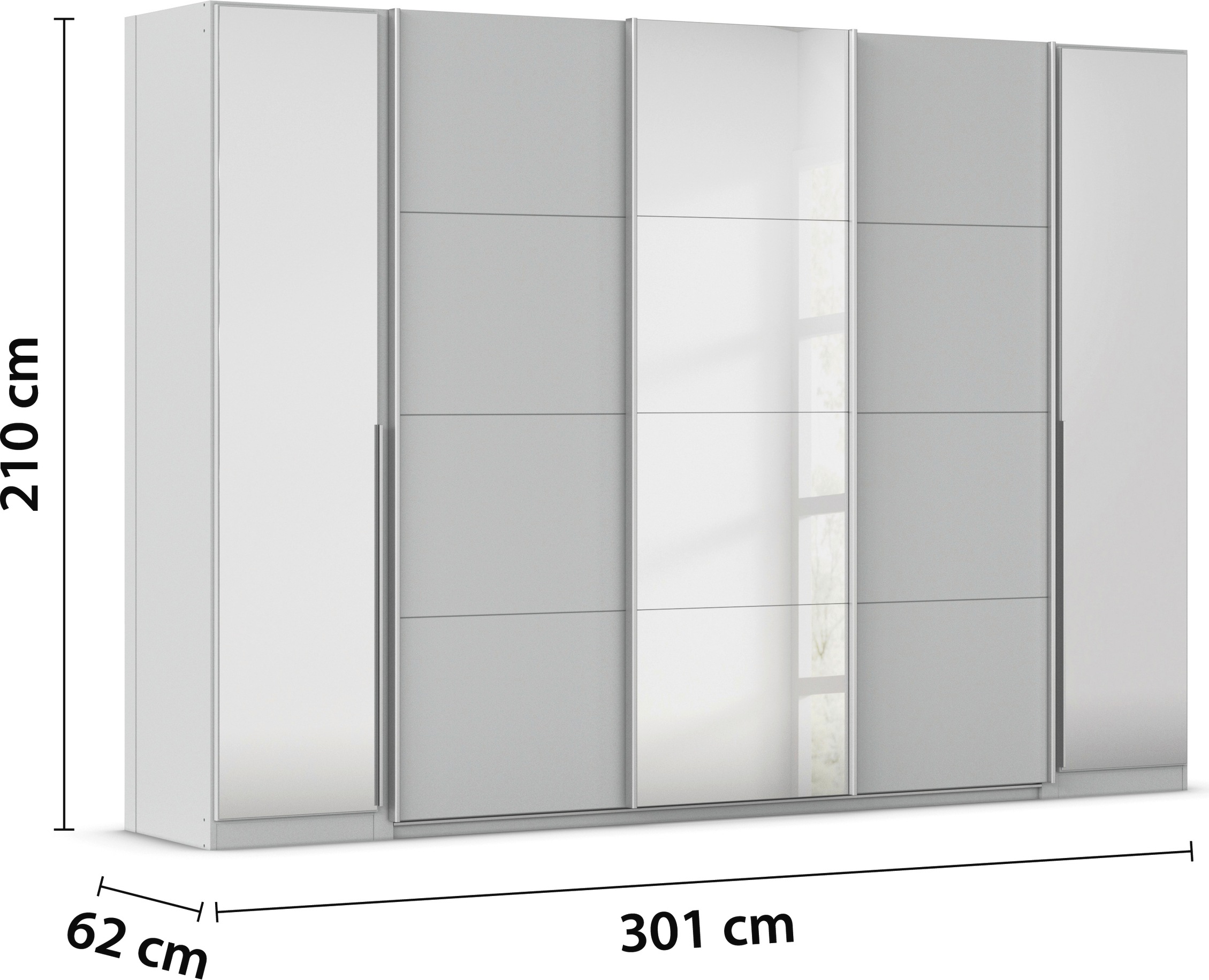 rauch Schwebetürenschrank »Agordo«, (im angesagten Mix aus Dreh- und Schwebetüren), optional mit Spiegel und zwei Griff-Farben MADE IN GERMANY