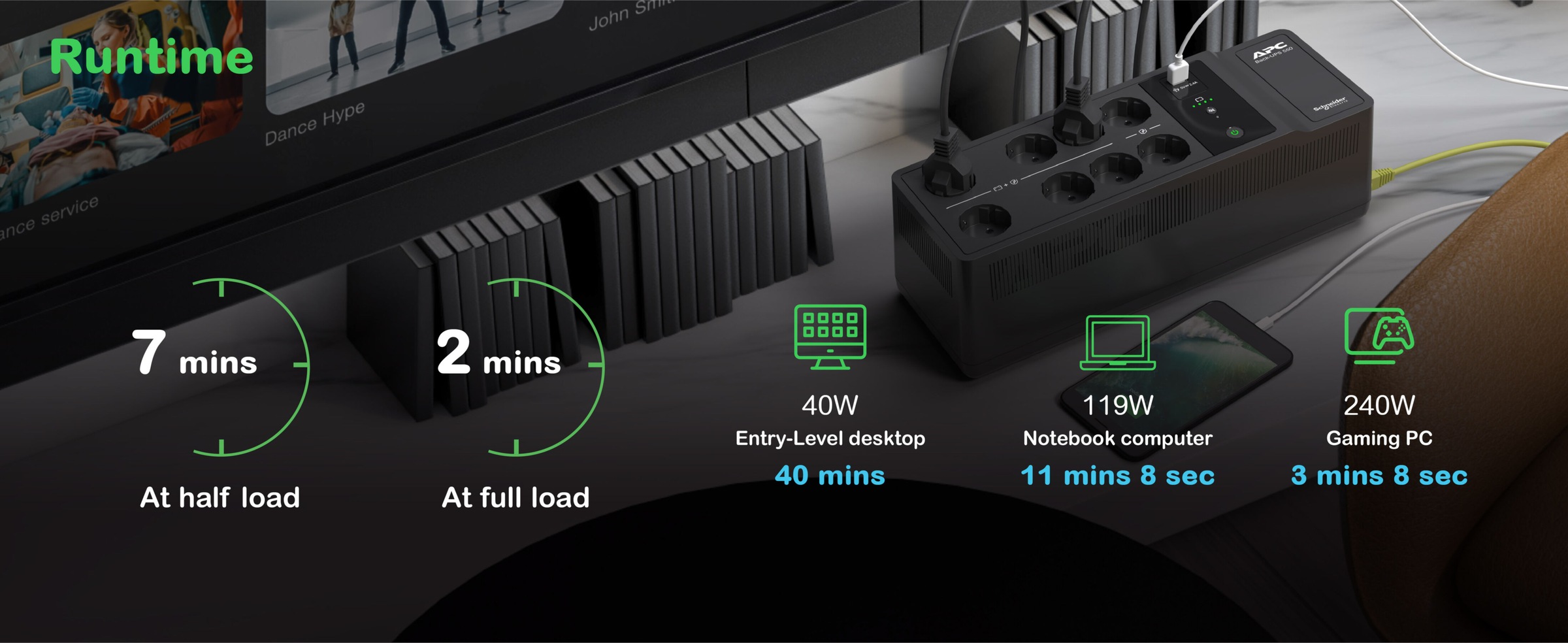APC USV-Anlage »Back-UPS BE500G2-GR - USV 8x Steckdose, 500VA, 1 USB-Ladegerät, 1 USB-«