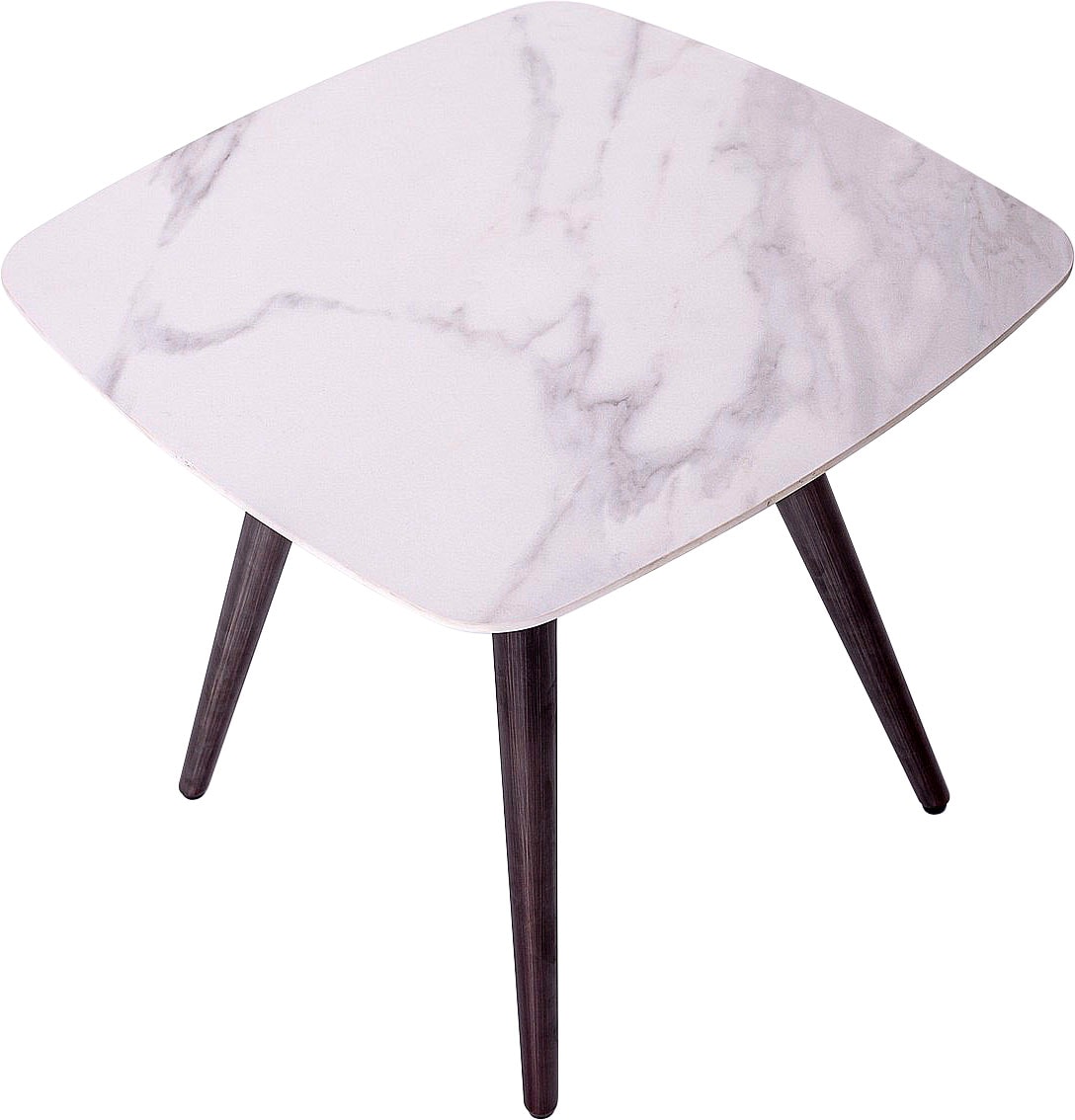 Leonique Beistelltisch »Fremont«, Keramik-Beistelltisch, Marmoroptik, Metallbeine schwarz, ca. 60x60x55