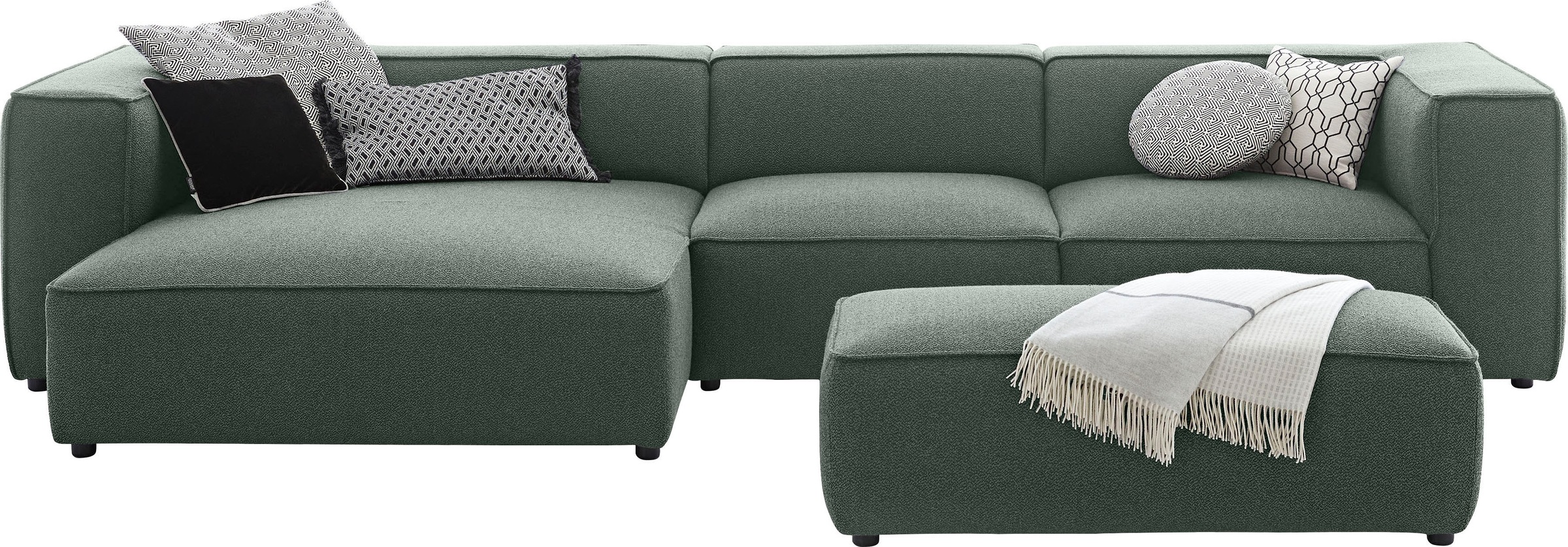 W.SCHILLIG Ecksofa »around-the-block«, mit eleganter Biese, mit Federkern, Breite 341 cm