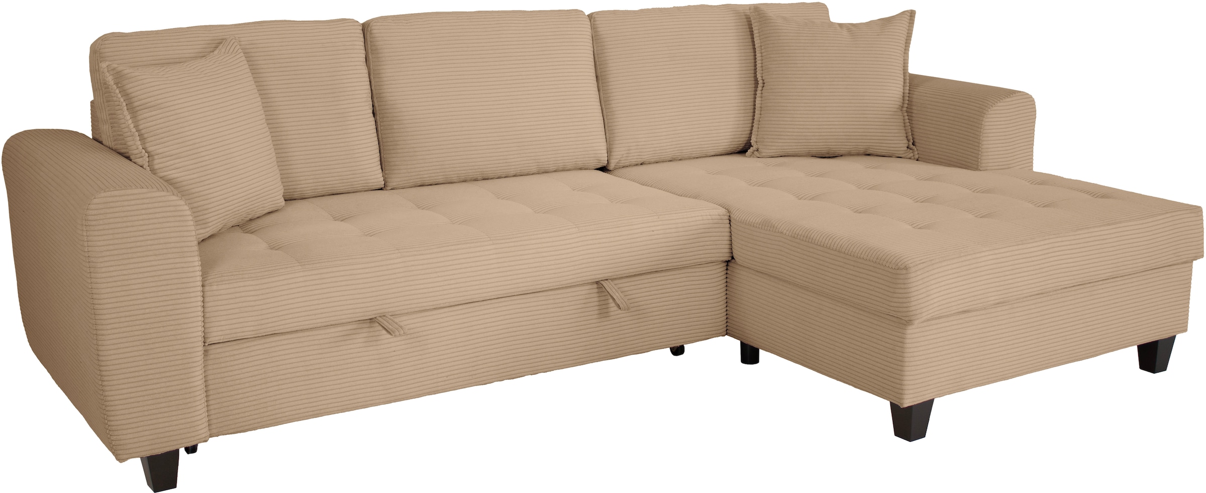 Trends by HG Ecksofa »Moritz, L-Form« inkl. Bettfunktion und Bettkasten, inkl. 2 Zierkissen