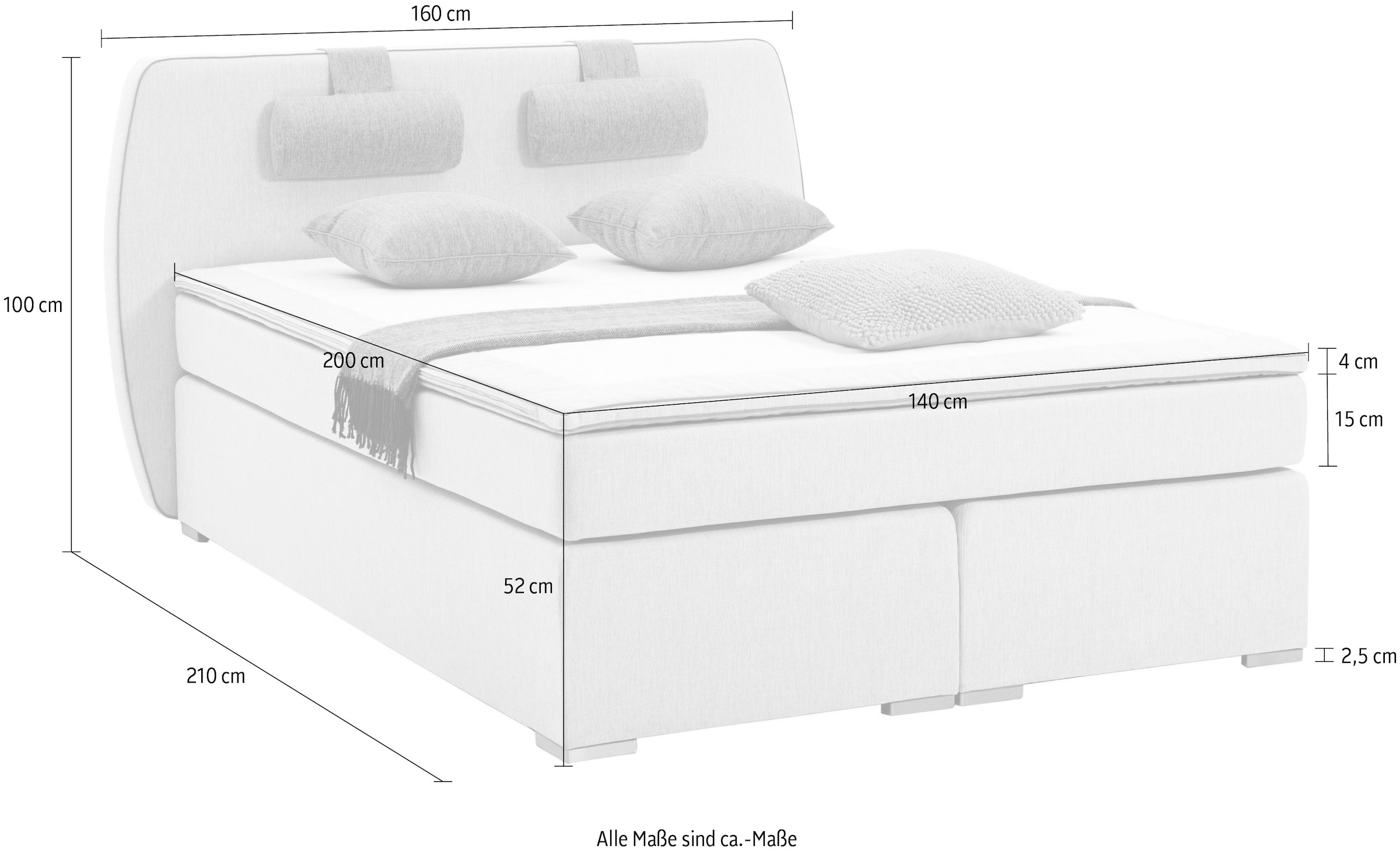 ATLANTIC home collection Boxspringbett »Rex« mit Topper und verstellbaren Nackenkissen