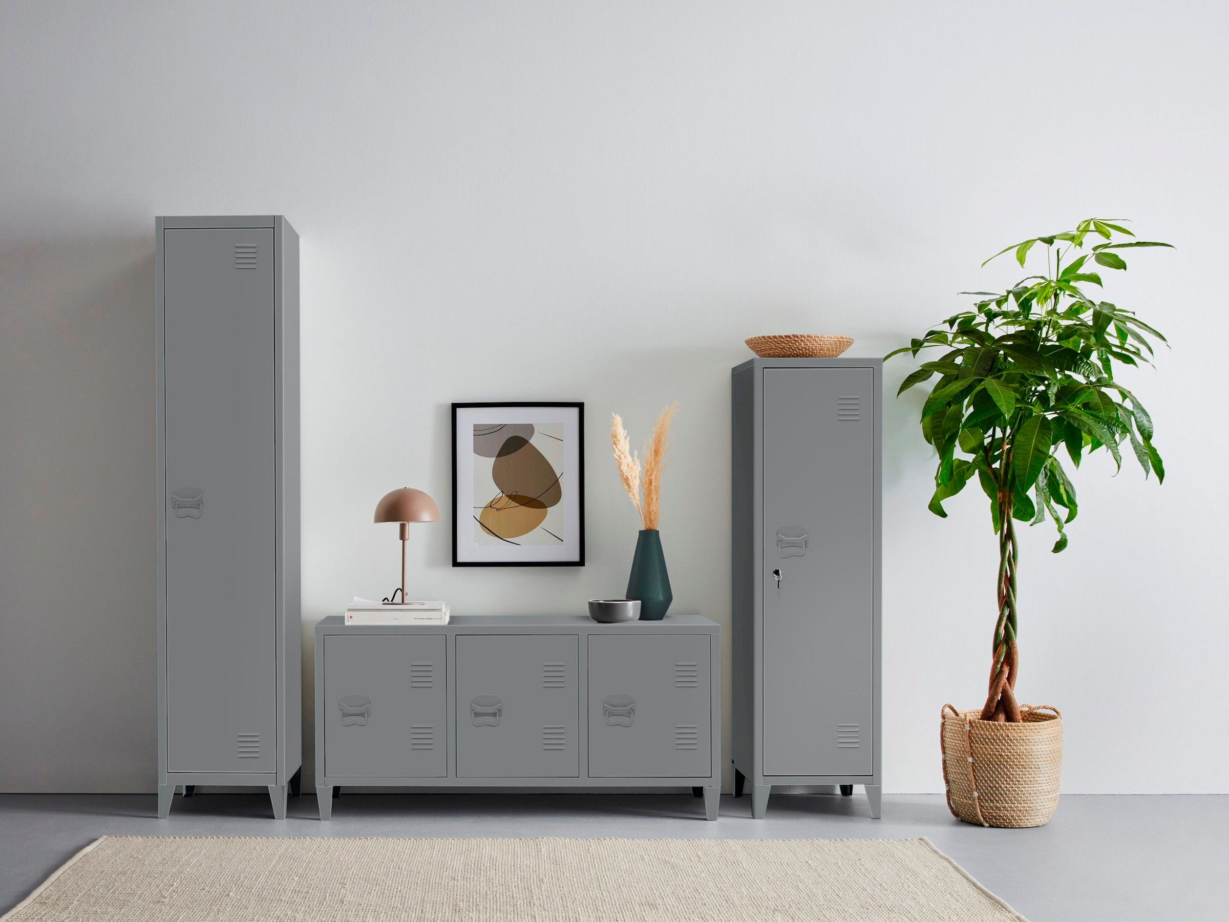andas Garderobenschrank »Jensjorg, Mehrzweckschrank«, Hochschrank aus Metall, 2 x Einlegeböden hinter der Tür, Höhe 180 cm