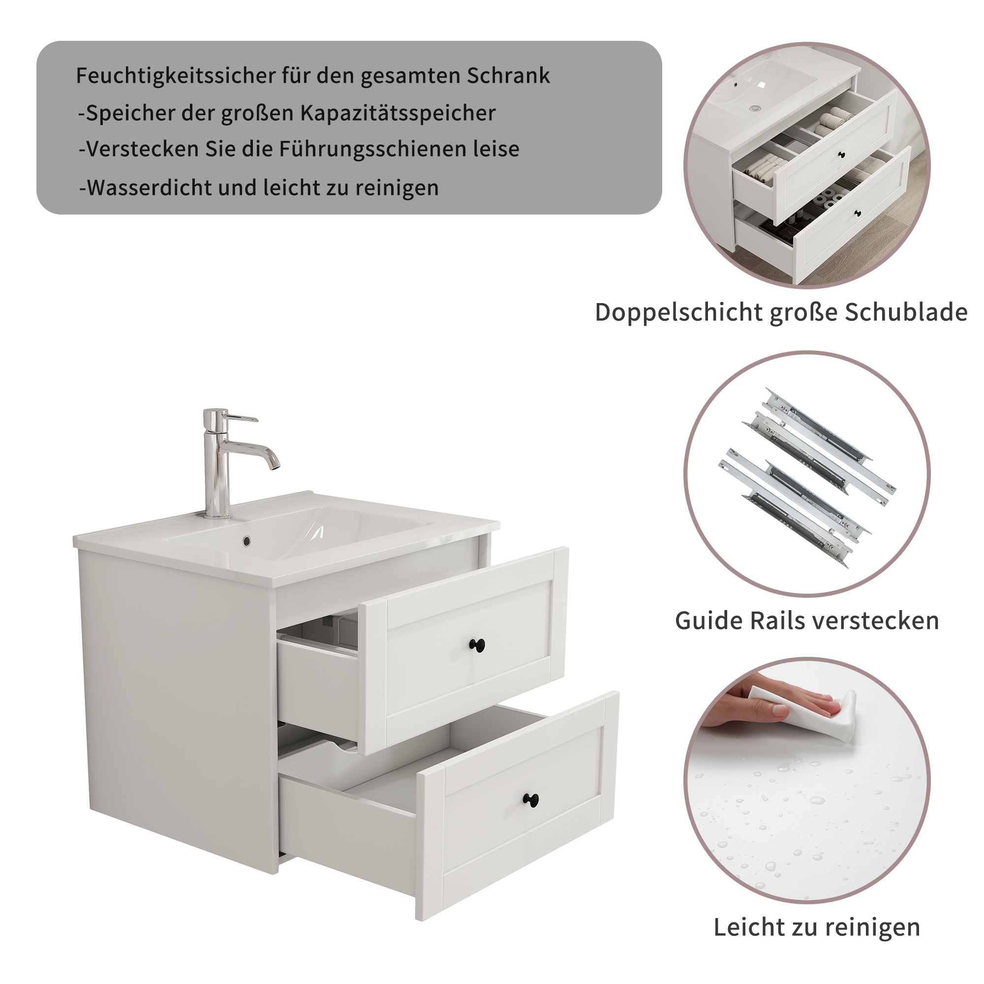 welltime Waschtisch »Rotterdam« Badmöbel inkl. Keramikwaschbecken, in verschiedenen Breiten erhältlich