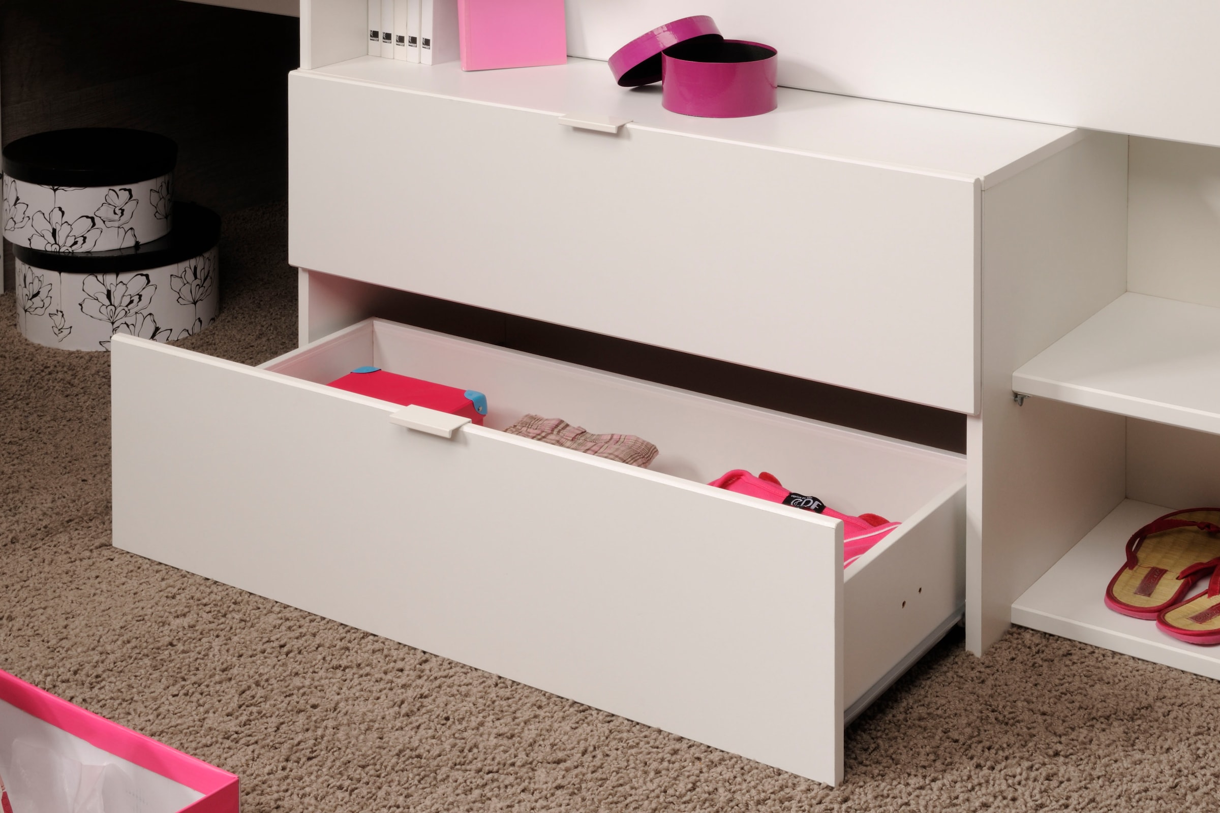 Parisot Jugendzimmer-Set »Parisot, Milky 12«, (3 tlg.), tolles halbhohes Hochbett, Kleiderschrank mit Mittelwand und Stauraum