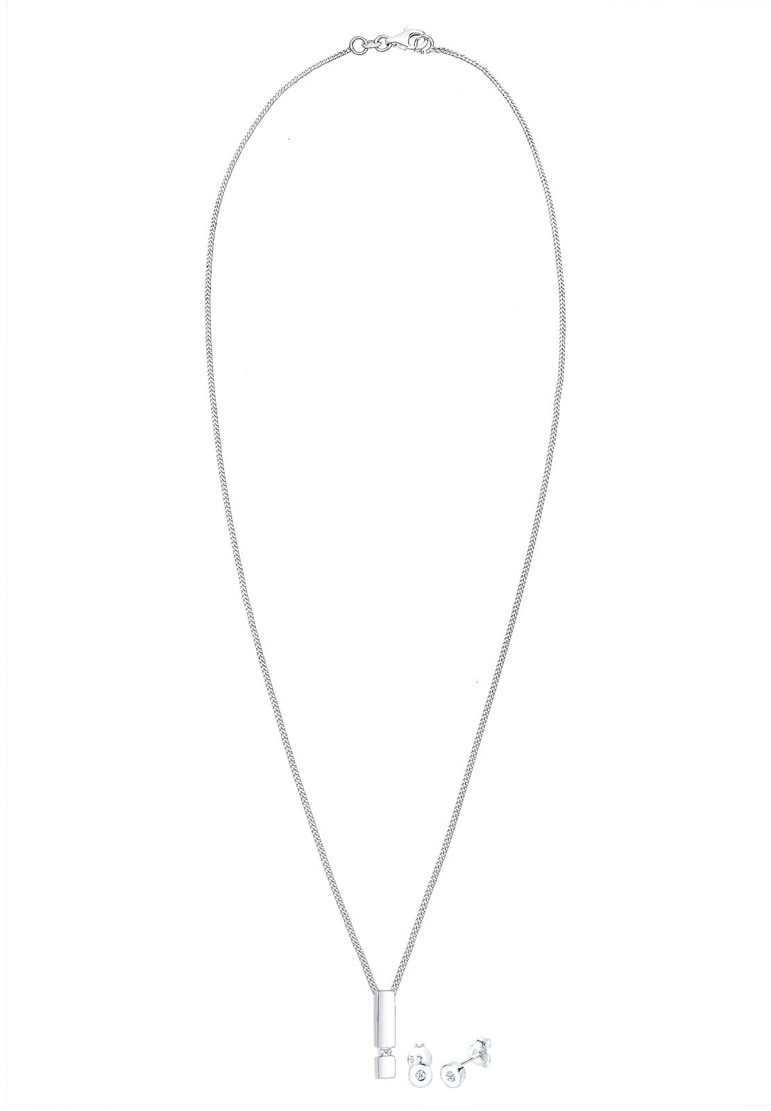 Elli DIAMONDS Ohrring und Ketten Set »Schmuckset Diamant Weiß Brillantschliff (0.09 ct) 925 Sterling Silber« ()