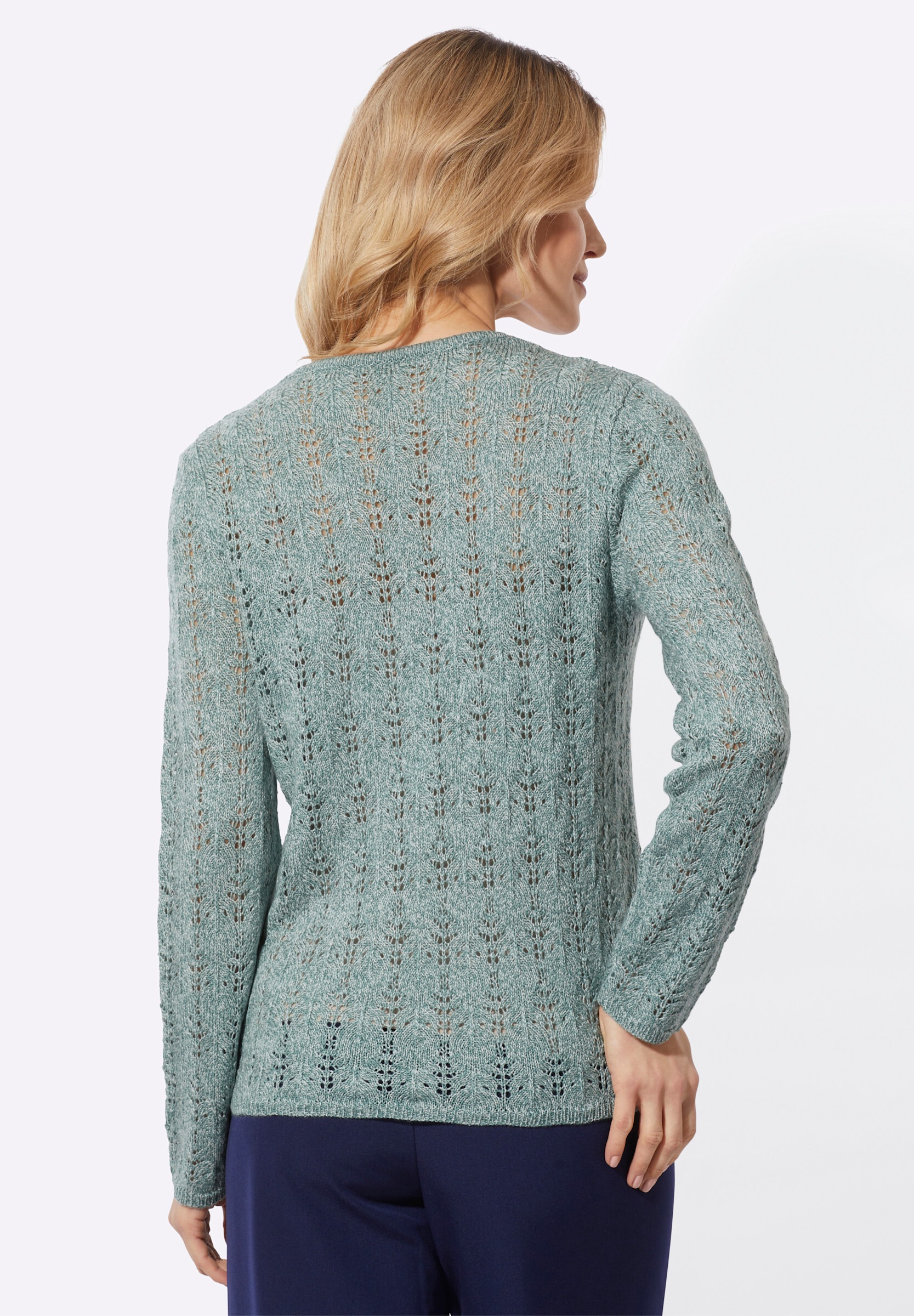 Sieh an! Longpullover »Ajour-Pullover Ajourpullover in Wickel-Optik«