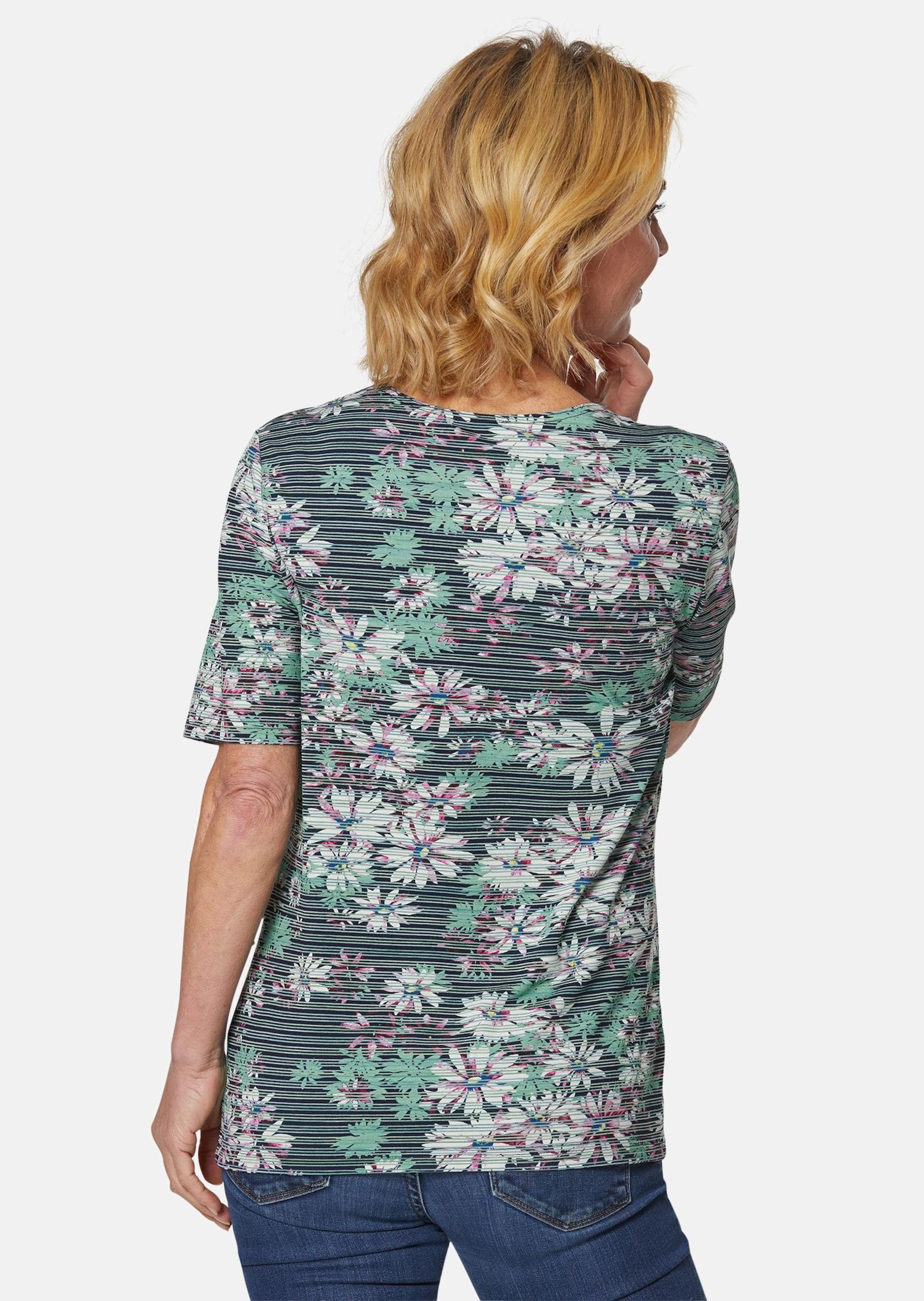 GOLDNER Print-Shirt »Bequemes Druckshirt in Blumen-Ringeloptik«