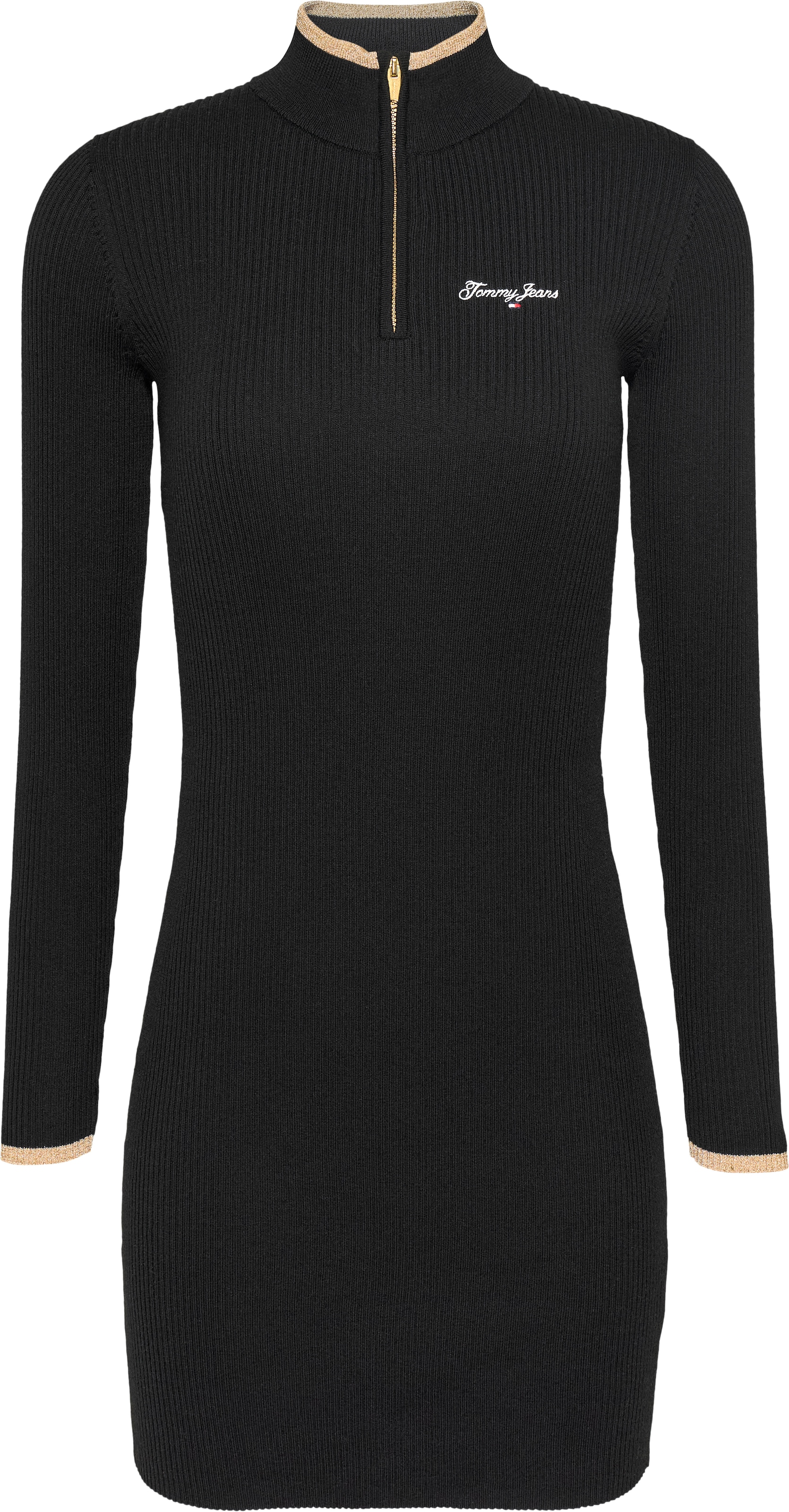 Tommy Jeans Strickkleid »TJW METALLIC TIP ZIP SWTR DRESS«, mit Glitzer, Zipper