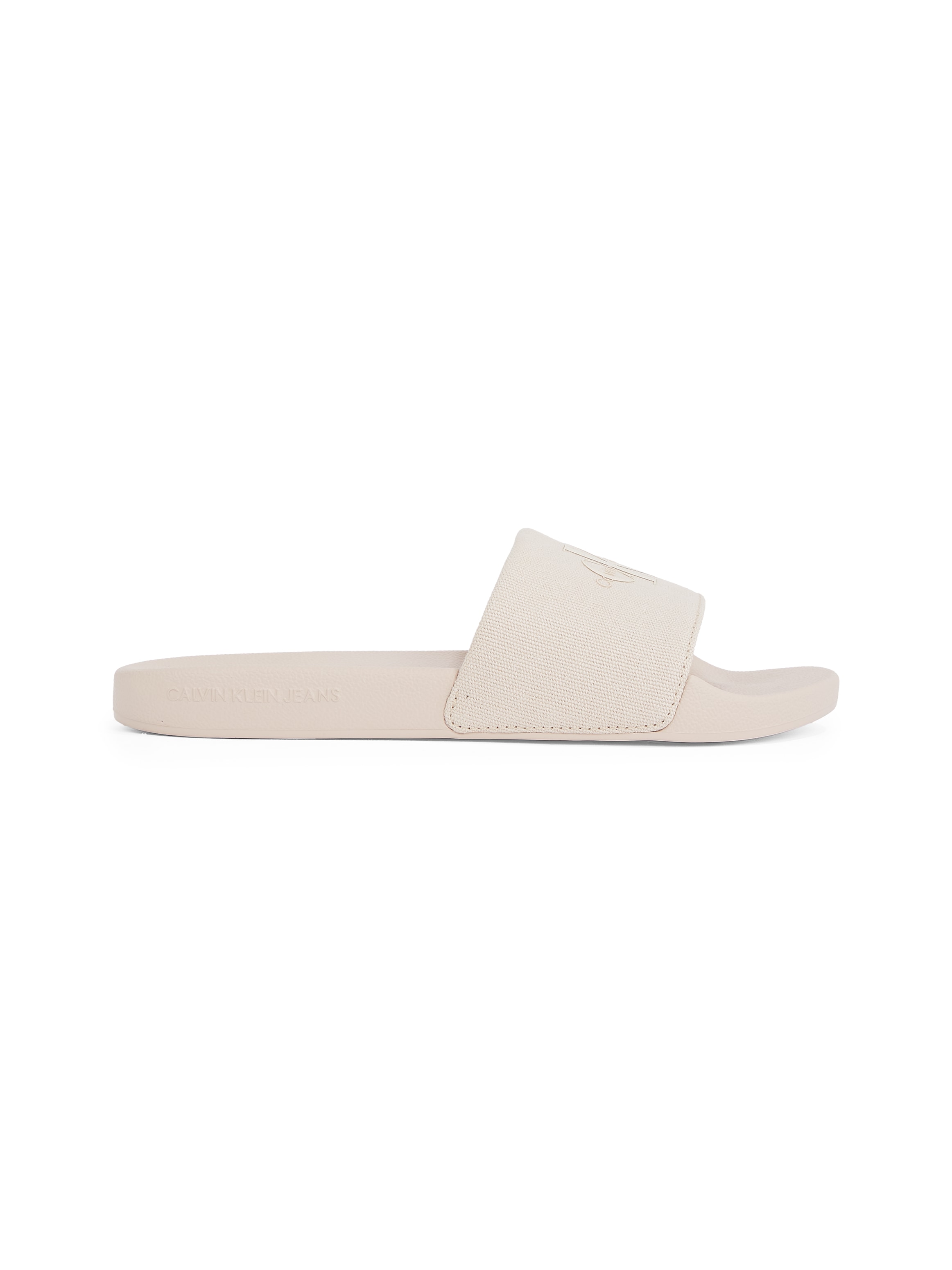 Calvin Klein Jeans Pantolette »SLIDE MONOGRAM WMNS«, Poolslides, Schlappen, Sommerpantolette, Strandschuh zum Schlupfen