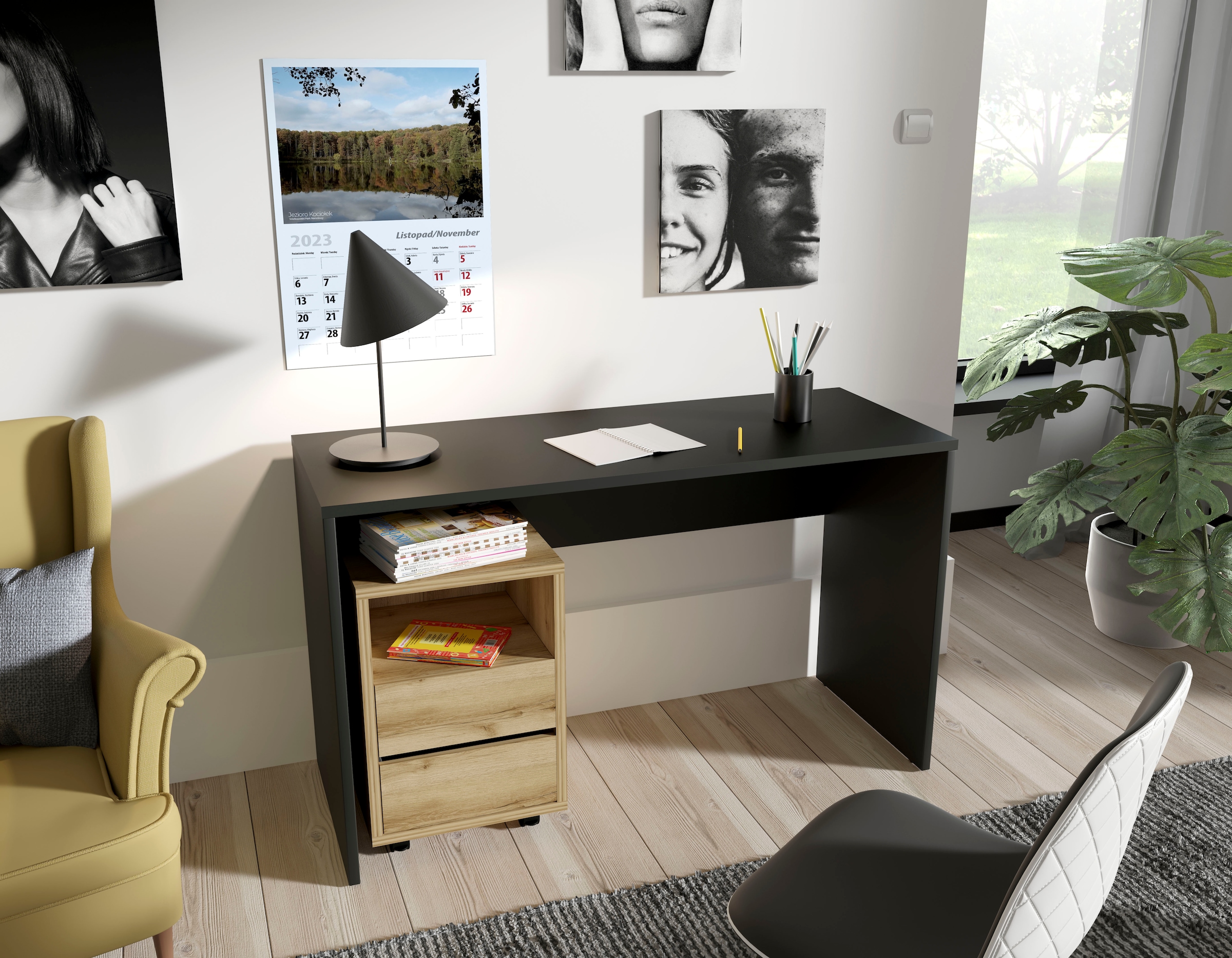 INOSIGN Büromöbel-Set »Agapi«, (Set, 2 tlg.), bestehend aus Schreibtisch und Rollcontainer im modernen Design