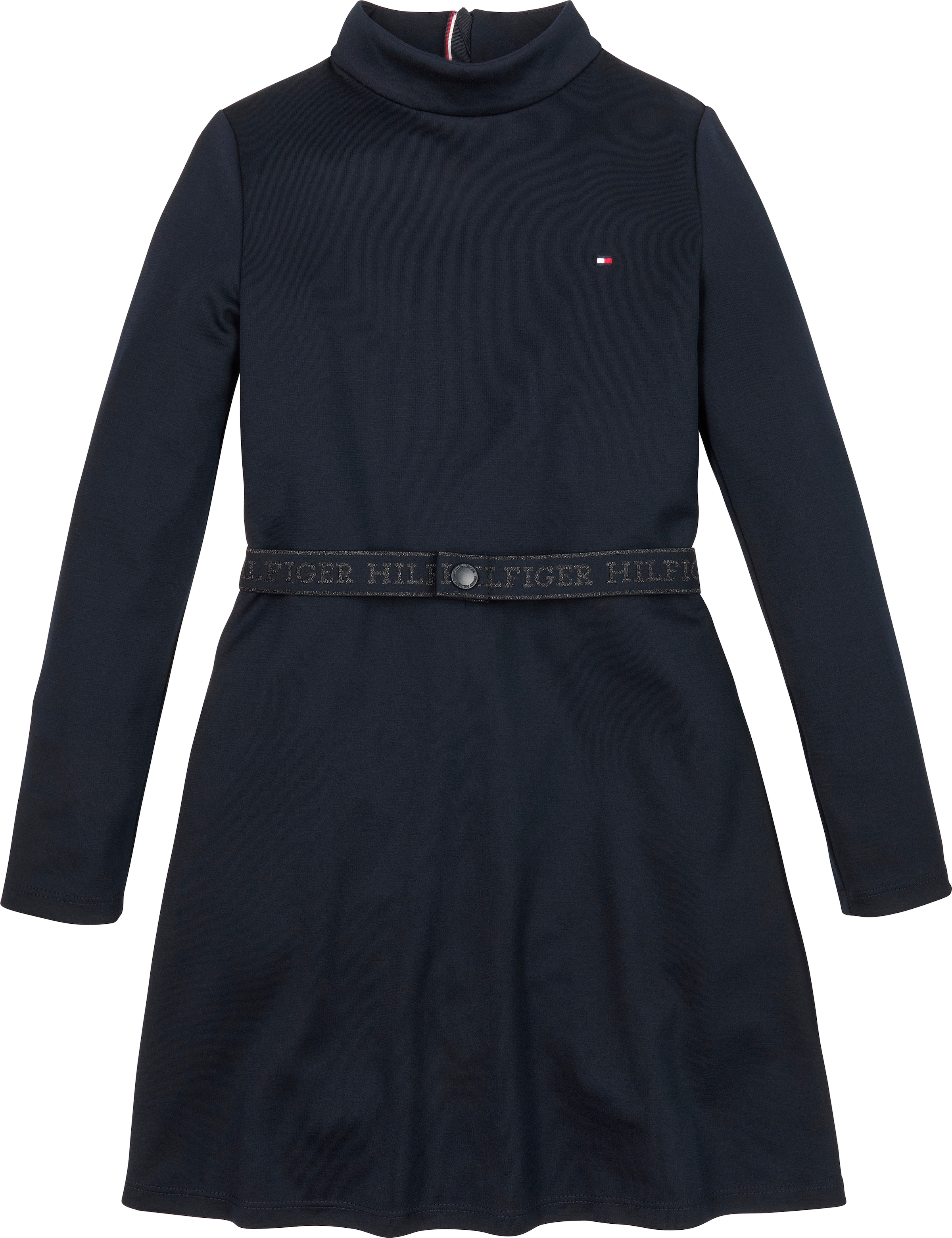 Tommy Hilfiger A-Linien-Kleid »BRANDED PUNTO DRESS LS«, mit Stehkragen