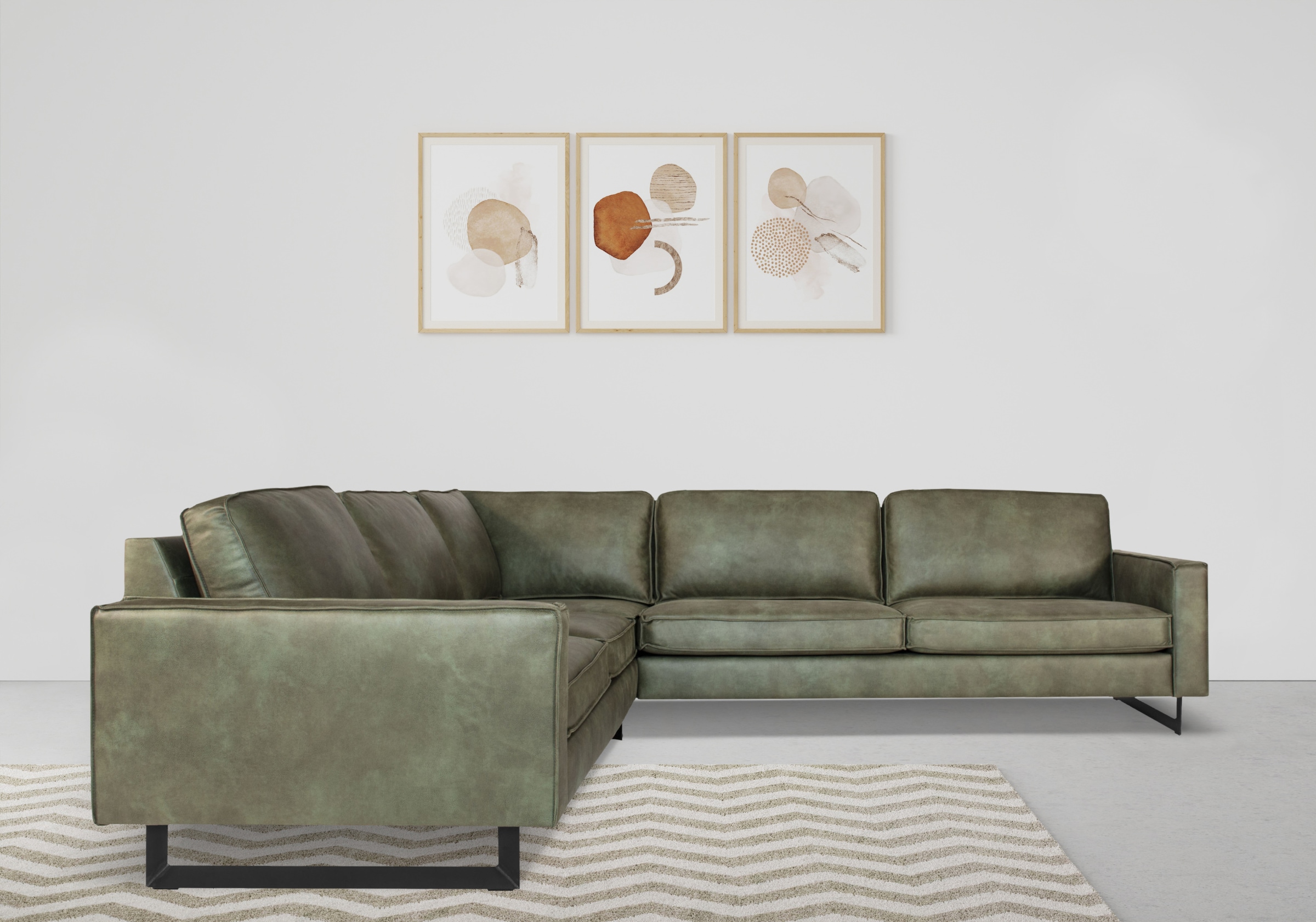 Places of Style Ecksofa »Pinto, 250/290 cm, langer Schenkel, XXL, Ottomane«, Cord, Feincord, Luxus-Microfaser Leder und Chenille