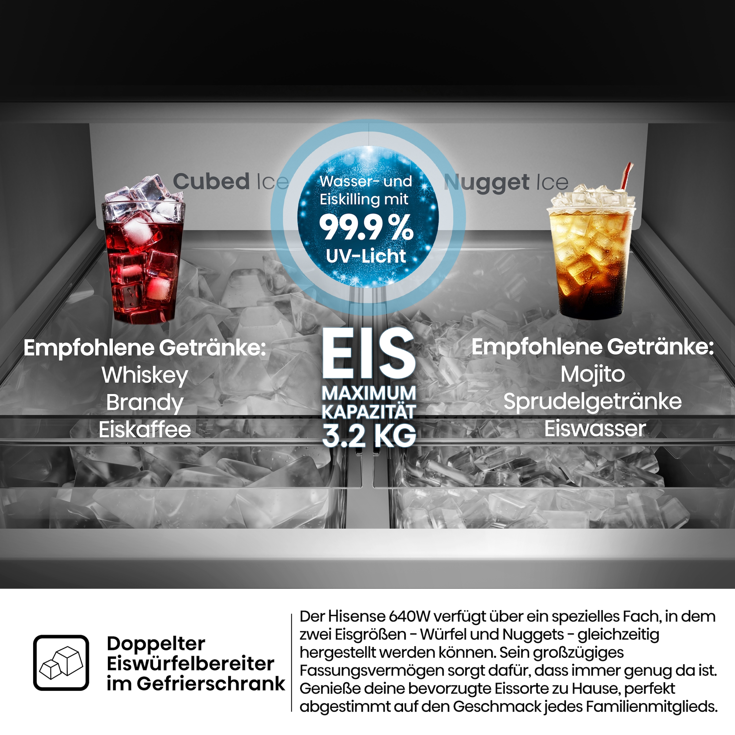 Hisense Multi Door »RQ5P640SYKD« 179 cm hoch 91 cm breit DualTech-Kühlsystem, MetalCooling, Wasser-/Eisspender