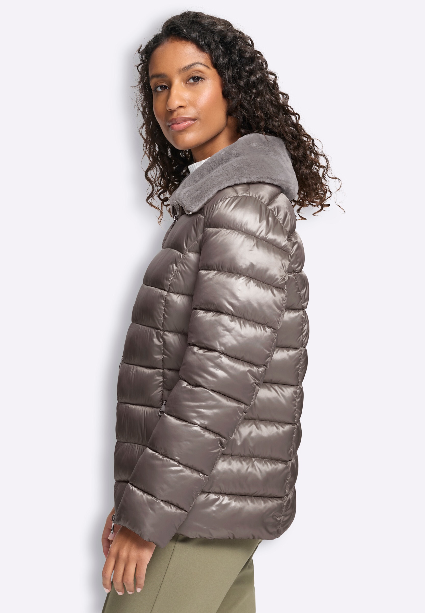heine Steppjacke »Steppjacke Steppjacke mit Fell-Imitat« ohne Kapuze