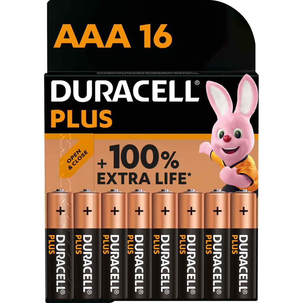 Duracell Batterie »16er Pack Plus«, LR03, 1,5 V, (Packung, 16 St.), AAA Battrie Set