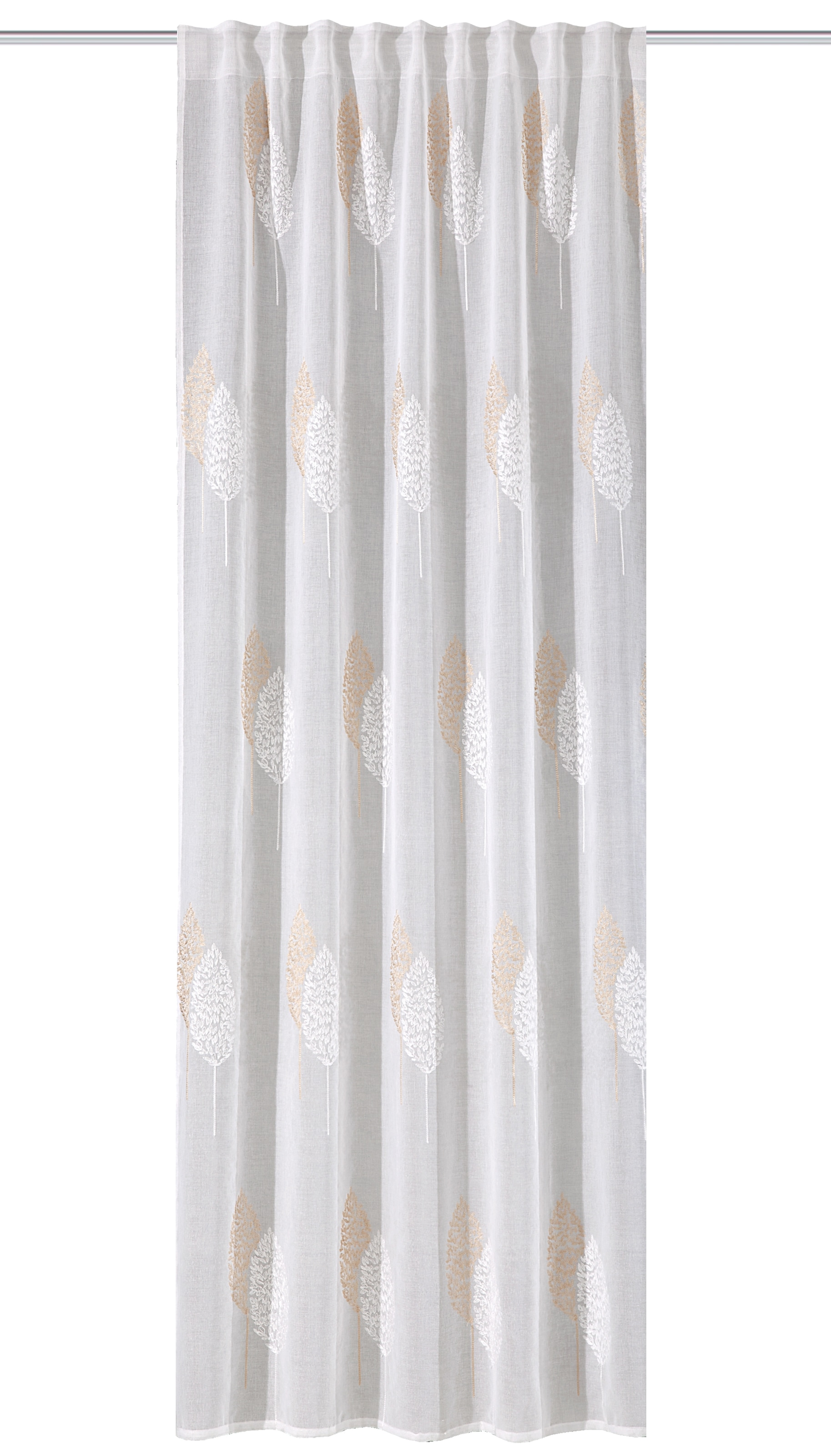 HOME WOHNIDEEN Gardine »ALAVARO« Multifunktionsband 1 Stk. tlg. Fertigschal Leinenoptik bestickt