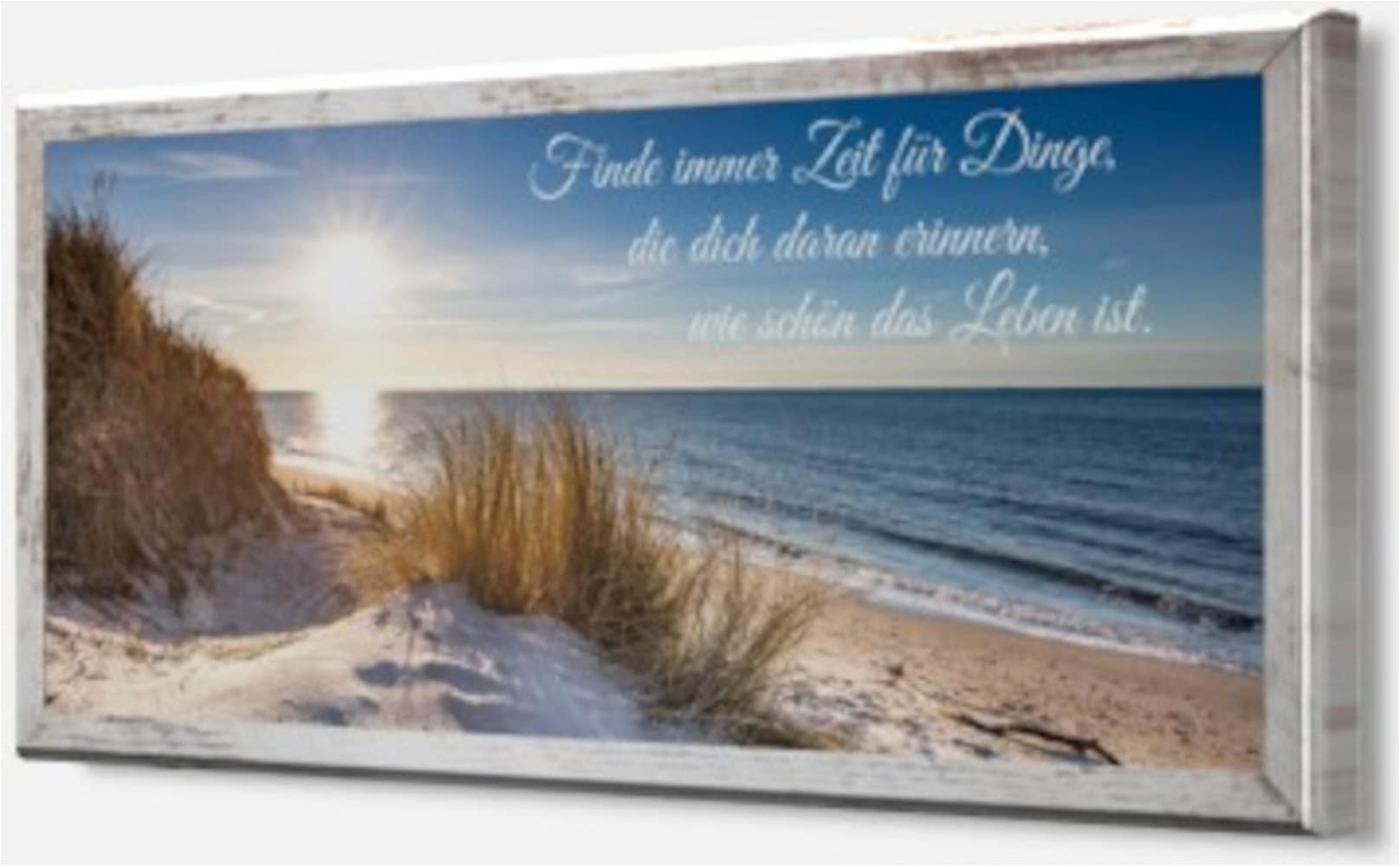 Bönninghoff Bild mit Rahmen »Wandbild gerahmt STRAND MIT SPRUCH ZEIT 23x49 cm – Natur Wanddeko« Bilder vom Sonnenuntergang & -aufgang | Sprüche | Sprüche & Texte | Strand 1 Stk. tlg. mit dekorativem Rahmen