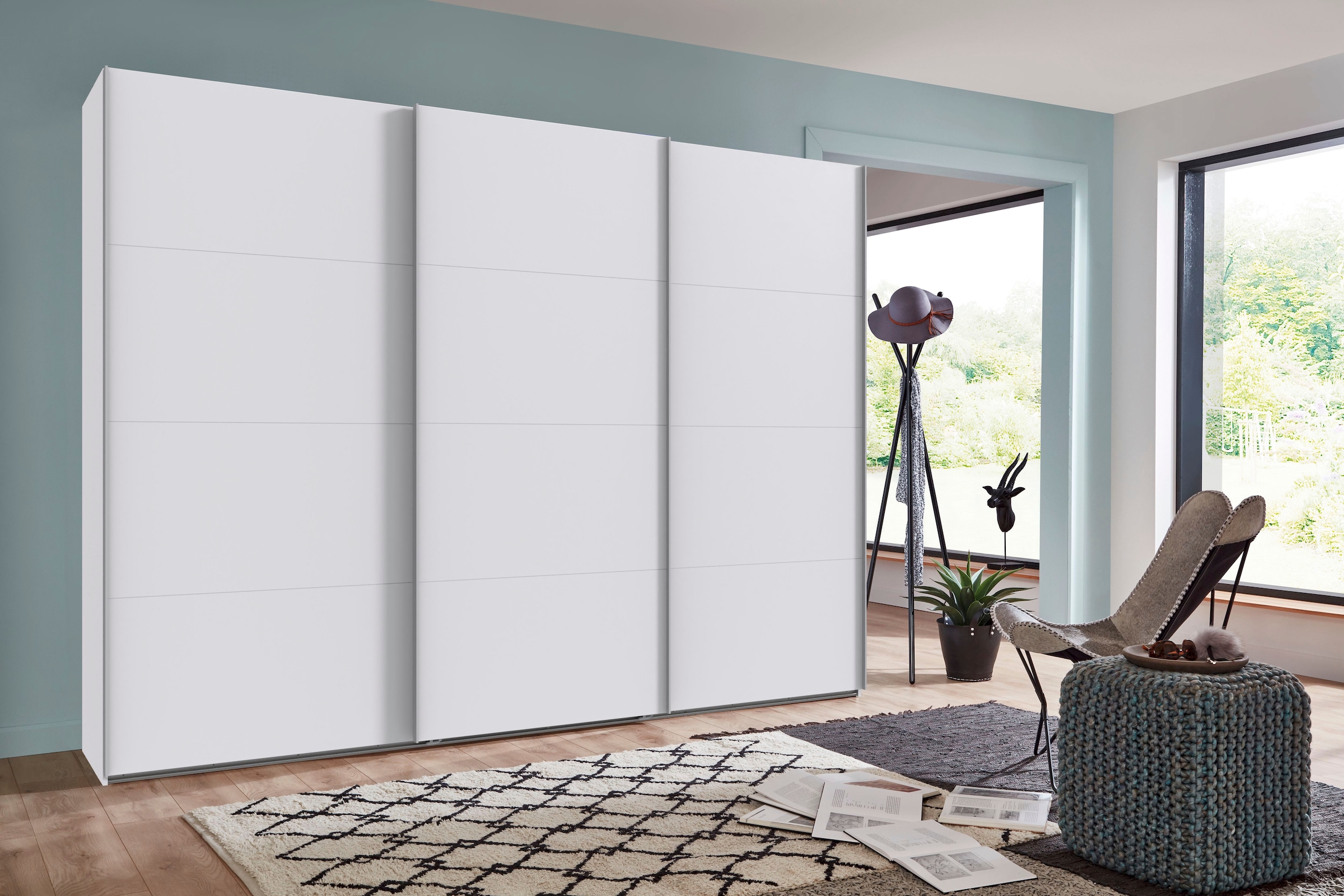 Wimex Kleiderschrank »Mugano, Made in Germany, Lieferung bis in Deine Etage und Stellort«, (wähle Deine Ausstattung: Basic oder Premium!), 3 Schwebetüren, große Größen, mit oder ohne Spiegel, Metallgriffe