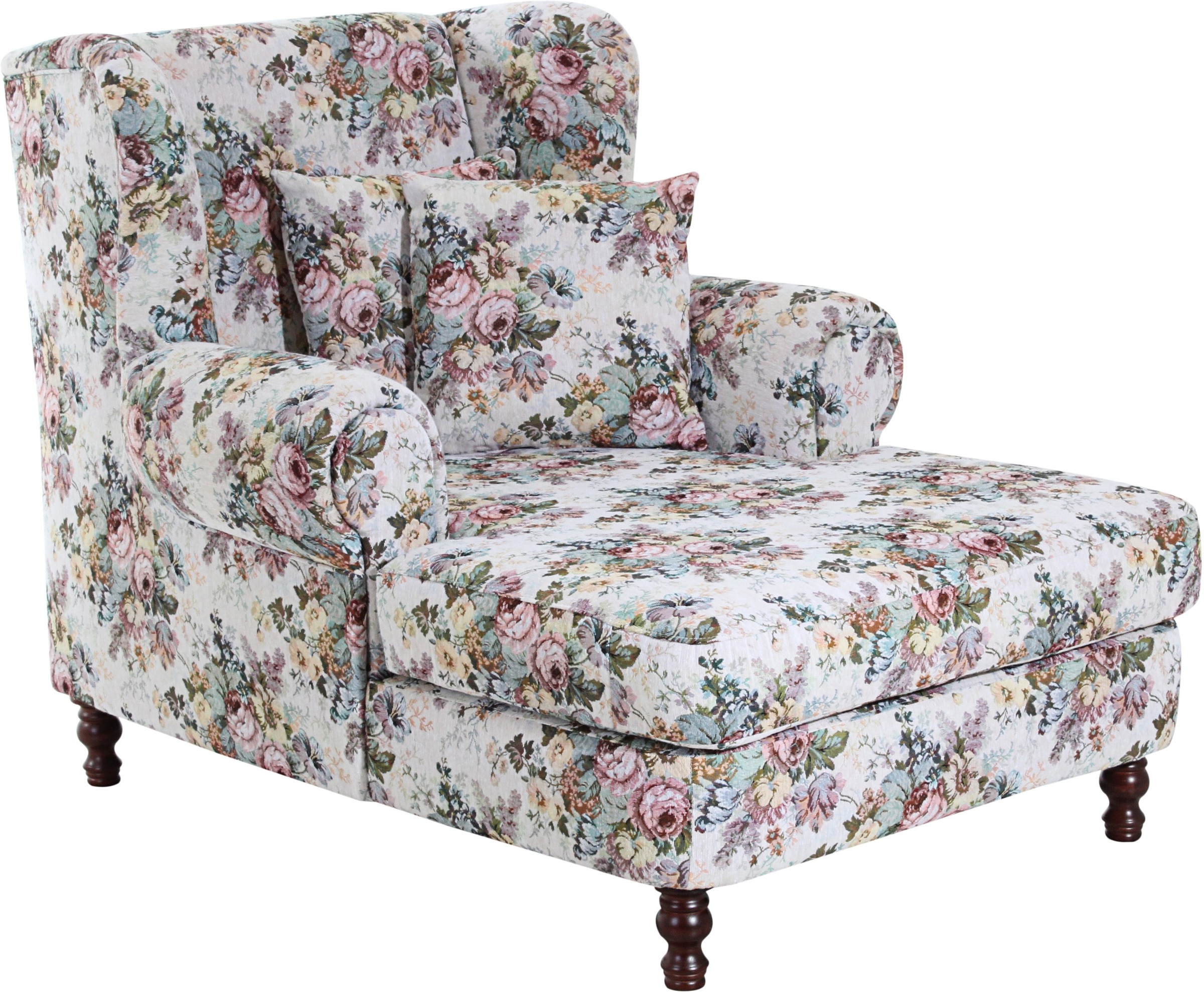 Max Winzer® Ohrensessel »Madeleine, Relaxsessel, Megasessel mit hochwertiger Gobelinstoff«, floraler Bezug, bequem, Ohrensessel mit Holzfüßen