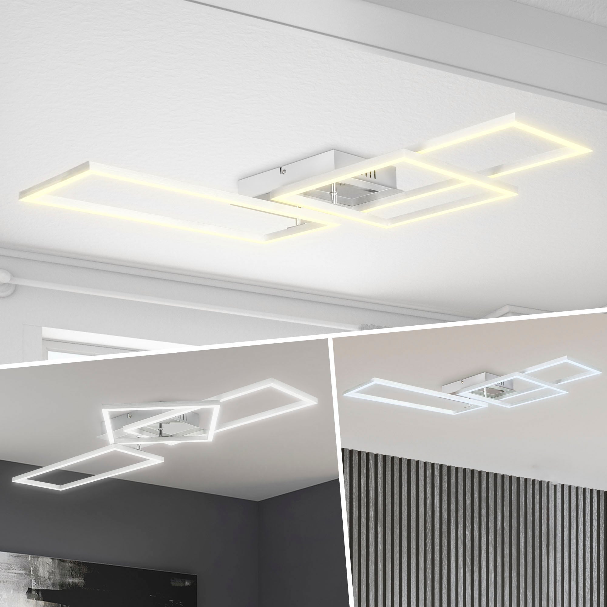 B.K.Licht LED Deckenleuchte mit Fernbedienung in gebürsteter Alu-Optik, LED-Platine 40 Watt, 4.000lm, 3.000 - 6.500K einstellbar, inkl. Nachtlicht, Timer