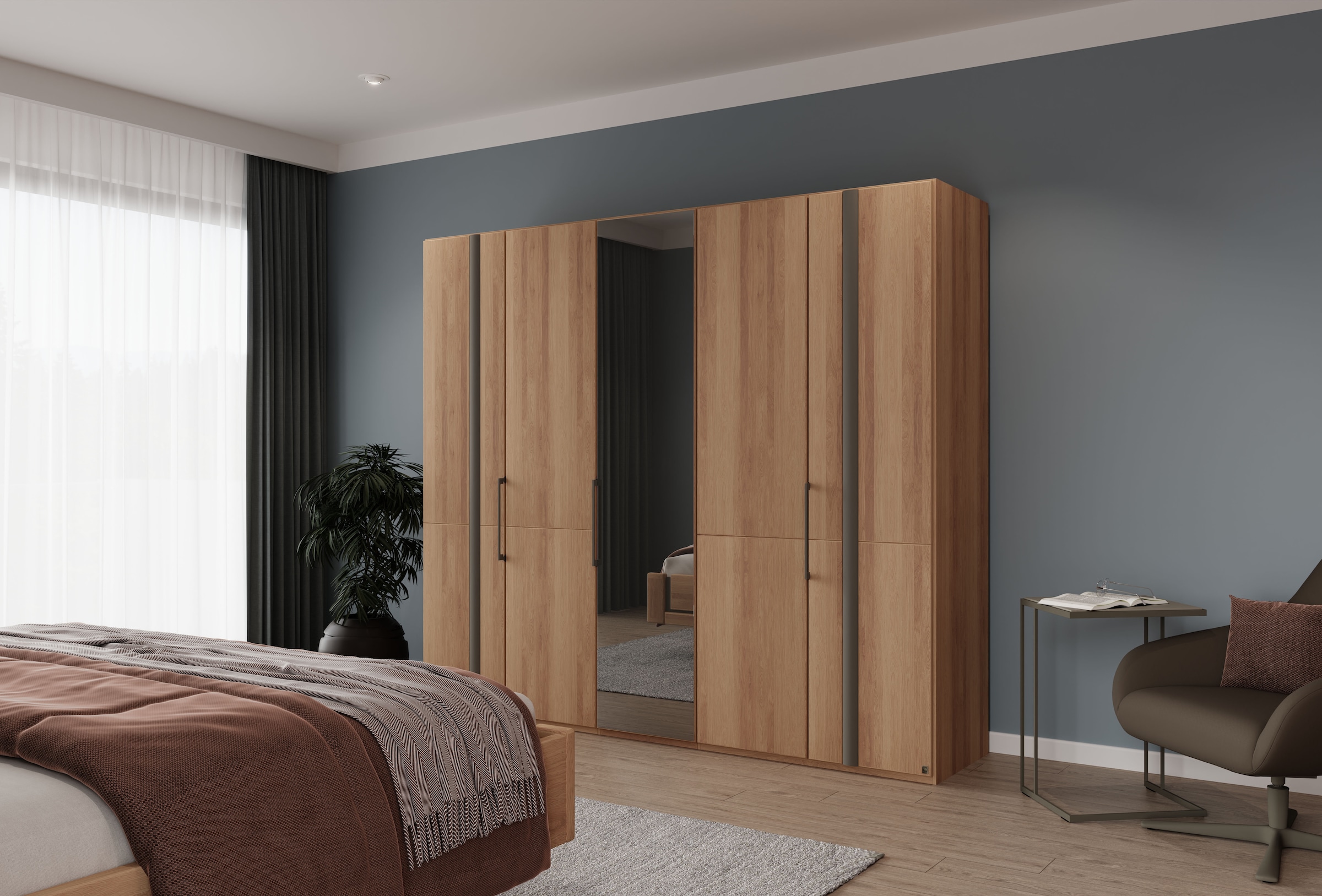Musterring Drehtürenschrank »Sorrent, Kleiderschrank, Schrank, teilmassiv Eiche«, (mit Türdämpfern, in 5 Breiten & 2 Höhen, extra Böden, MADE IN GERMANY), Türen Eiche massiv oder als Parsol-Bronze-Spiegel, verschiedene Maße