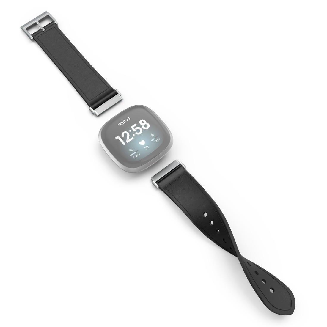 Hama Smartwatch-Armband ➥ Leder XXL Versa 3 »Ersatzarmband Garantie für 3, Fitbit Sense, 21cm« UNIVERSAL | und Jahre Silikon, 22mm