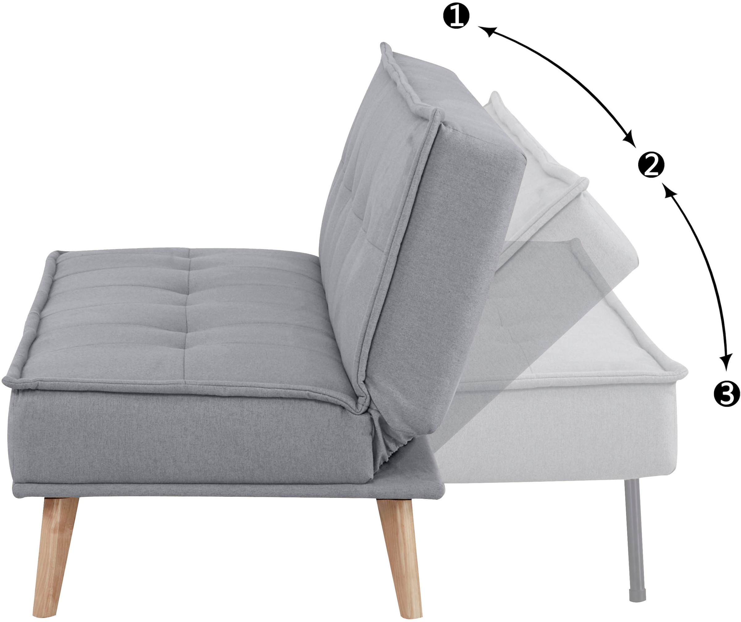 INOSIGN Schlafsofa »MENDOTA, 181 cm, 3-Sitzer mit Schlaffunktion,«, verstellbarer Rückenlehne, Klappmechanismus, Webstoff