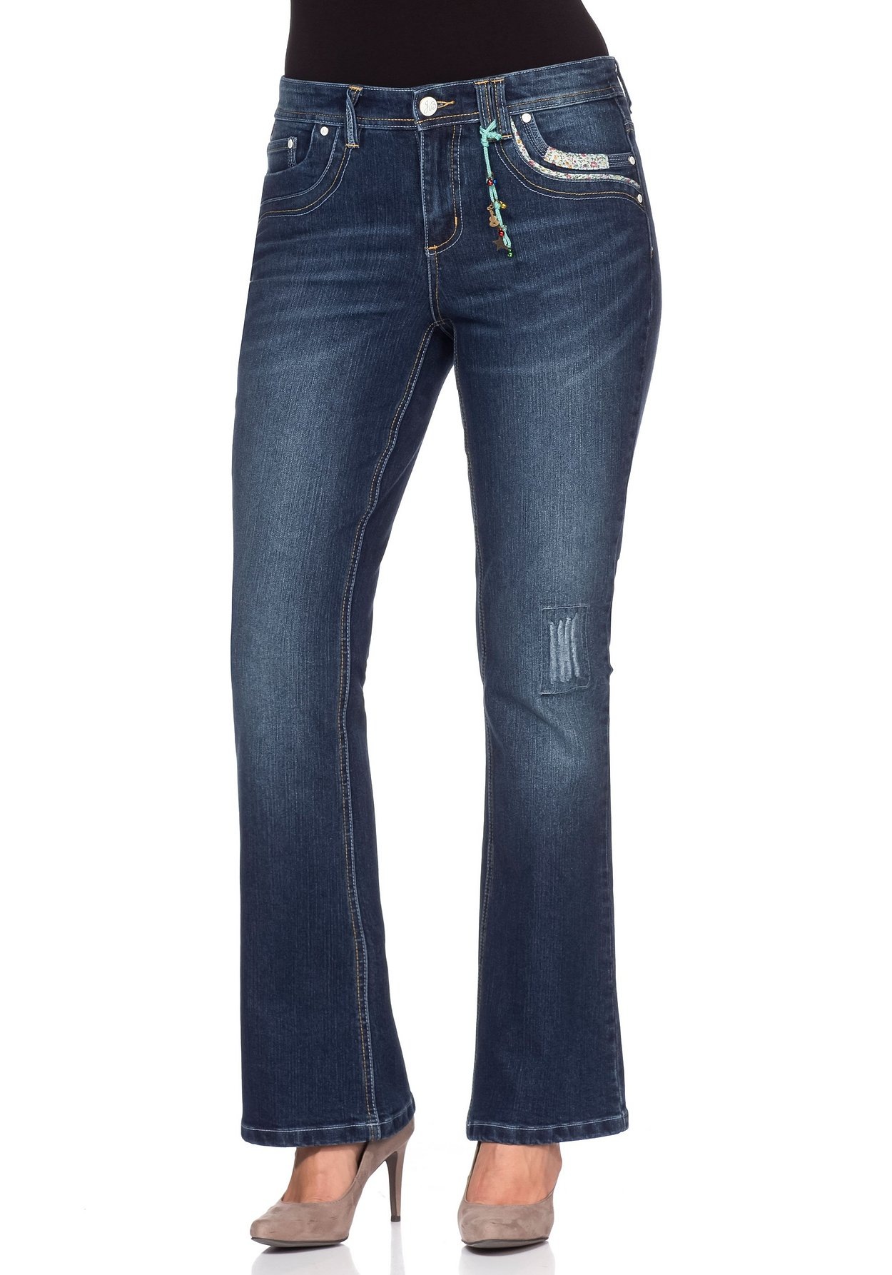 Sheego Bootcut-Jeans »Jeans mit Pailletten am Bund«