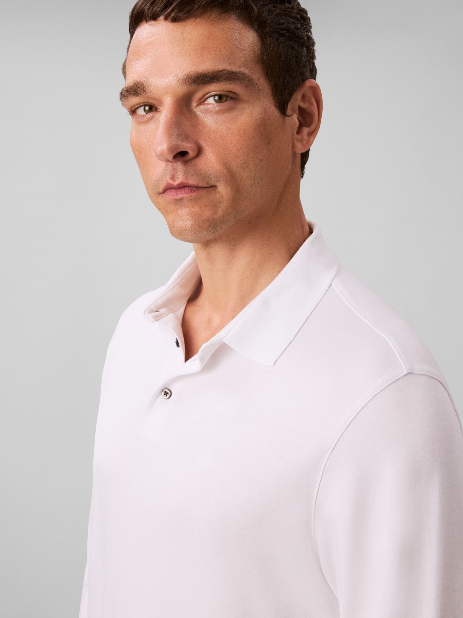 Calvin Klein Langarm-Poloshirt »LS SUPIMA COTTON SOLID POLO«, regular fit mit Rundhalsausschnitt
