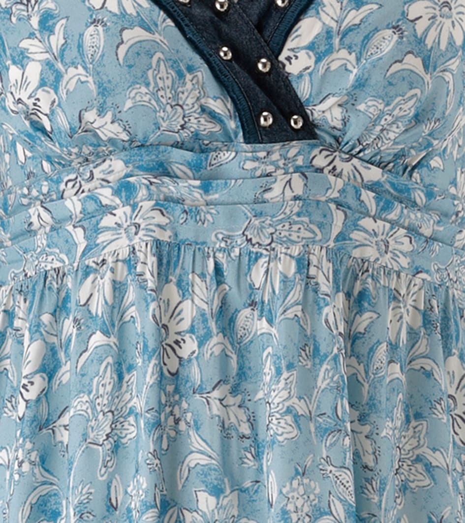 Aniston SELECTED Sommerkleid mit Jeansbesatz und aufgesetzten Nieten - NEUE KOLLEKTION