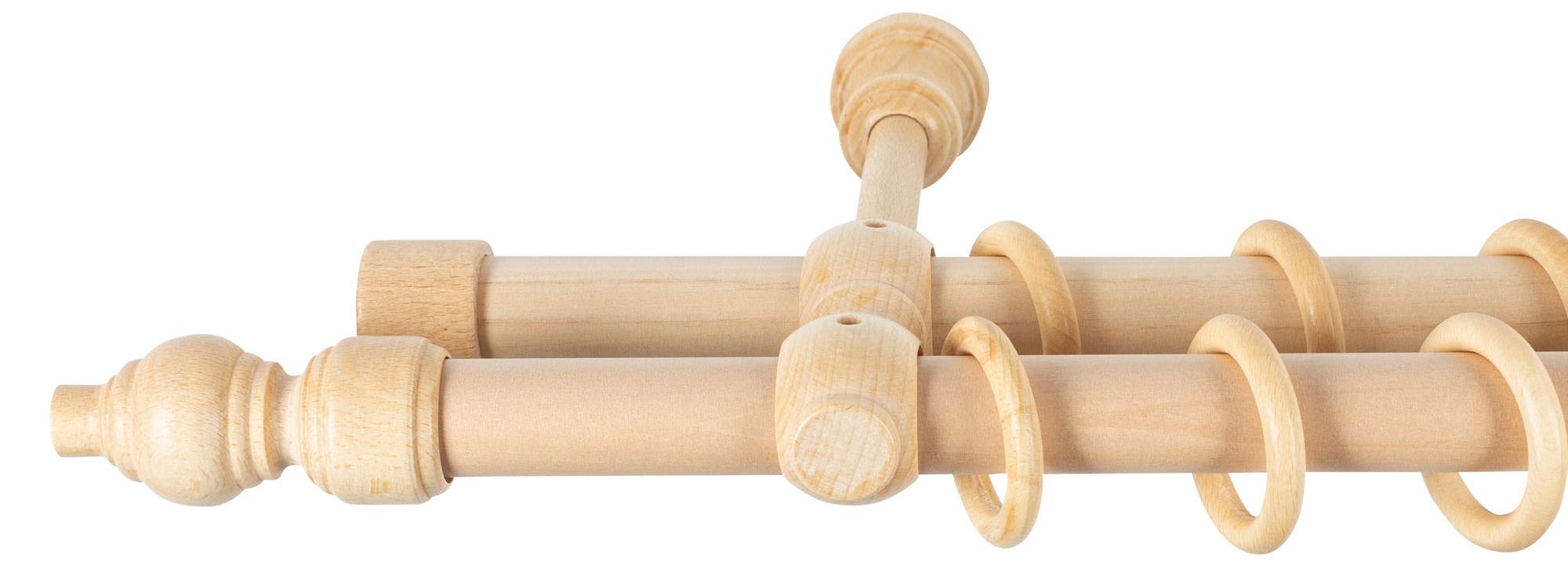SN DECO GROUP Gardinenstange »Filigrano«, 2 läufig-läufig, Fixmaß, 28 mm, Holz, verschiedene Längen und Farben, Komplettset