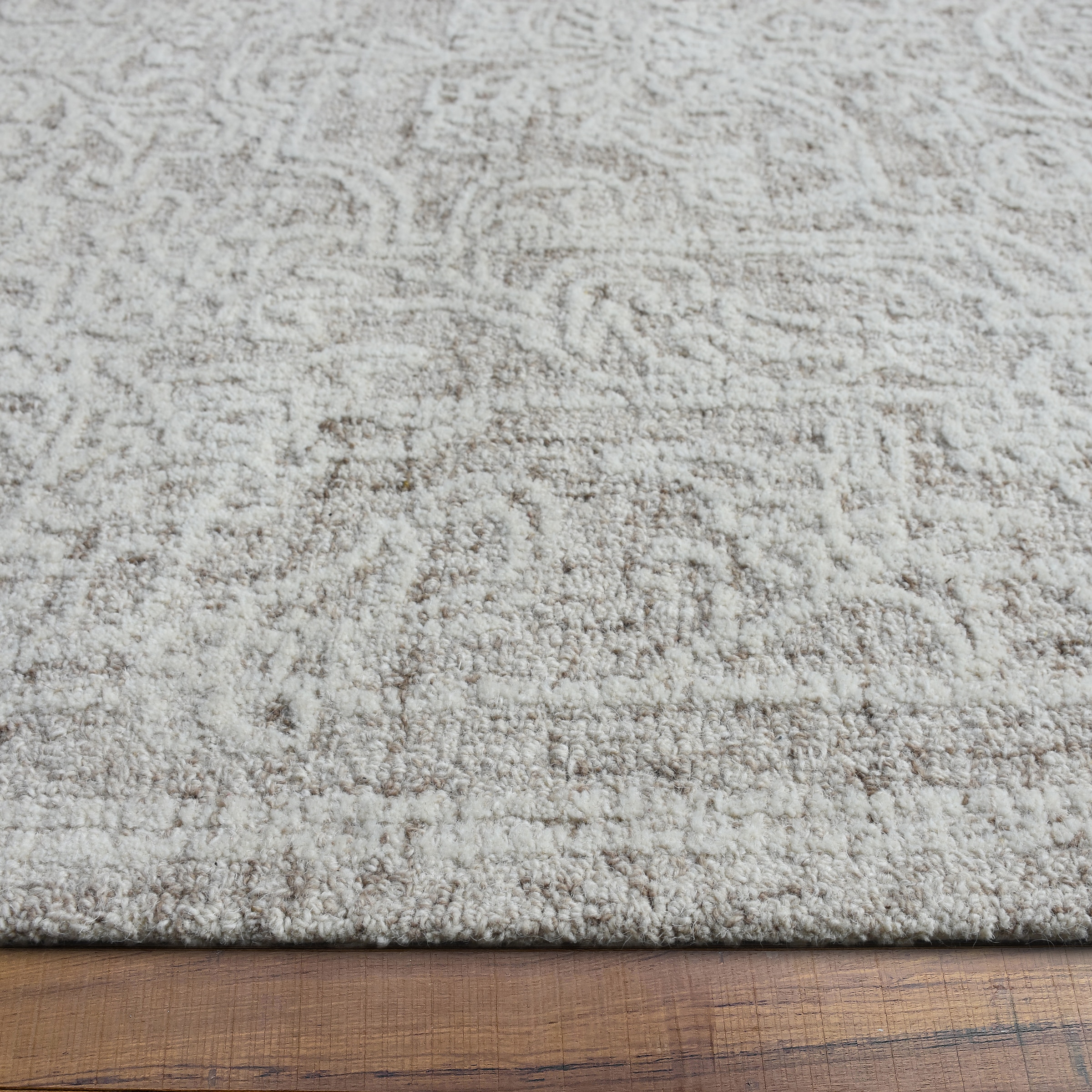 my home Wollteppich »Umea, handgefertigt, Wolle, Hoch-Tief-Struktur« rechteckig 14 mm Höhe einfarbig, Wolle, Teppich, Wohnzimmer, Schlafzimmer, Esszimmer