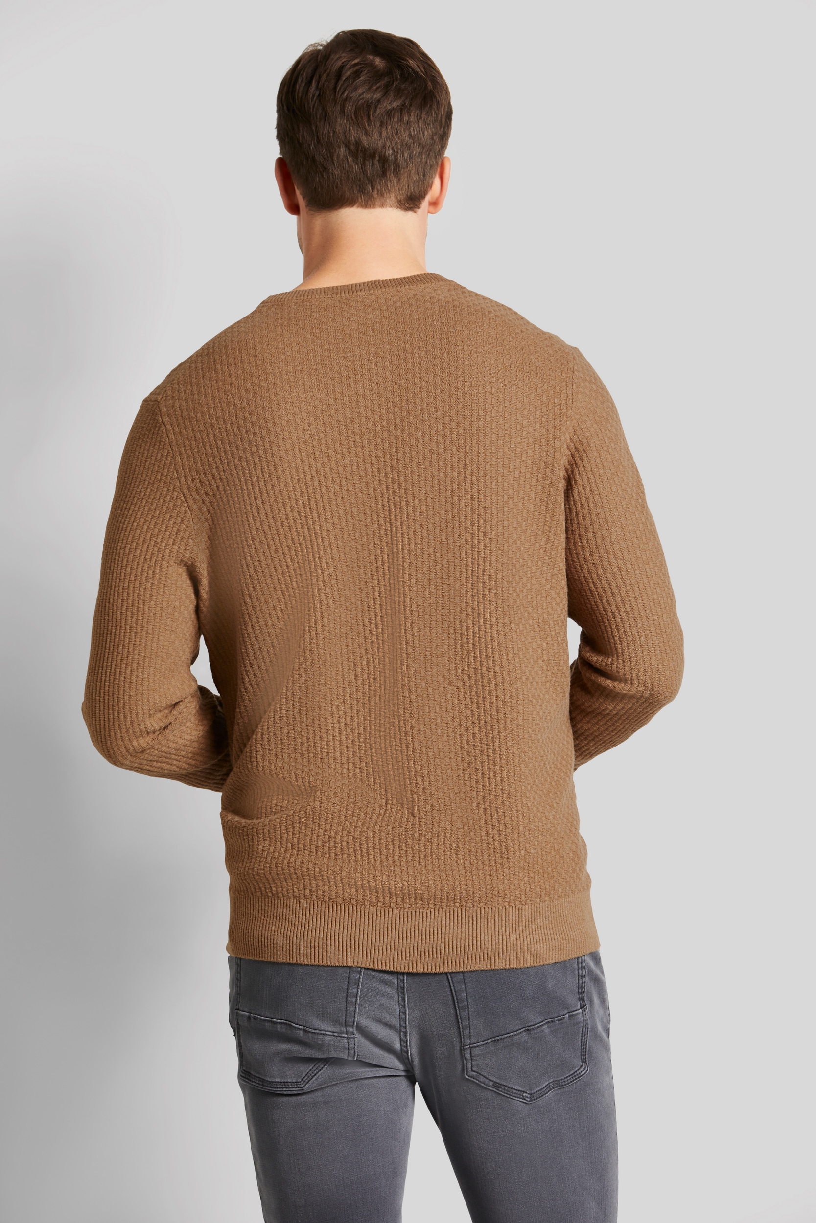 bugatti Rundhalspullover mit Waffelstruktur