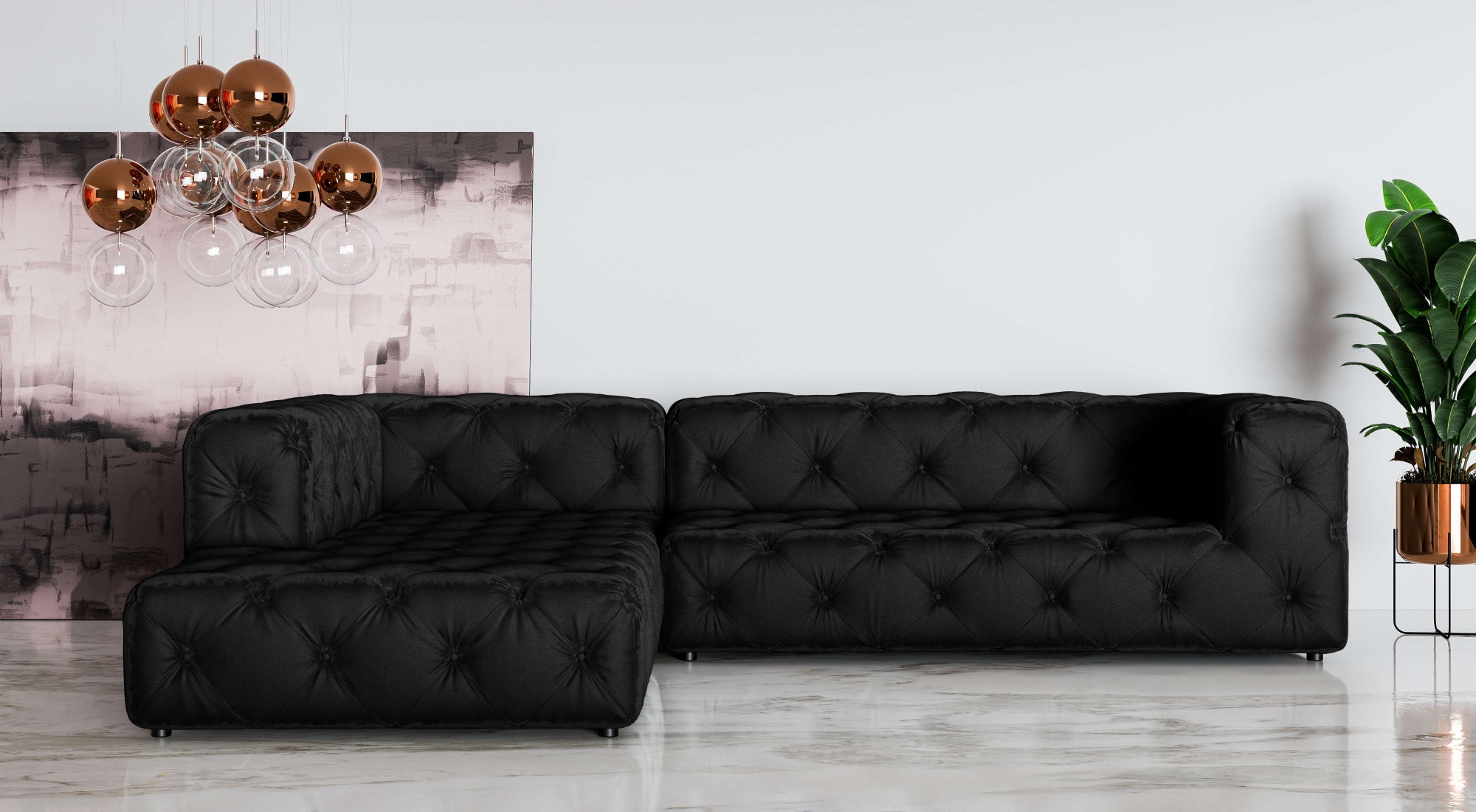 Home affaire Ecksofa »FOLLINA« L-Form, mit klassischer Chesterfield-Knopfheftung