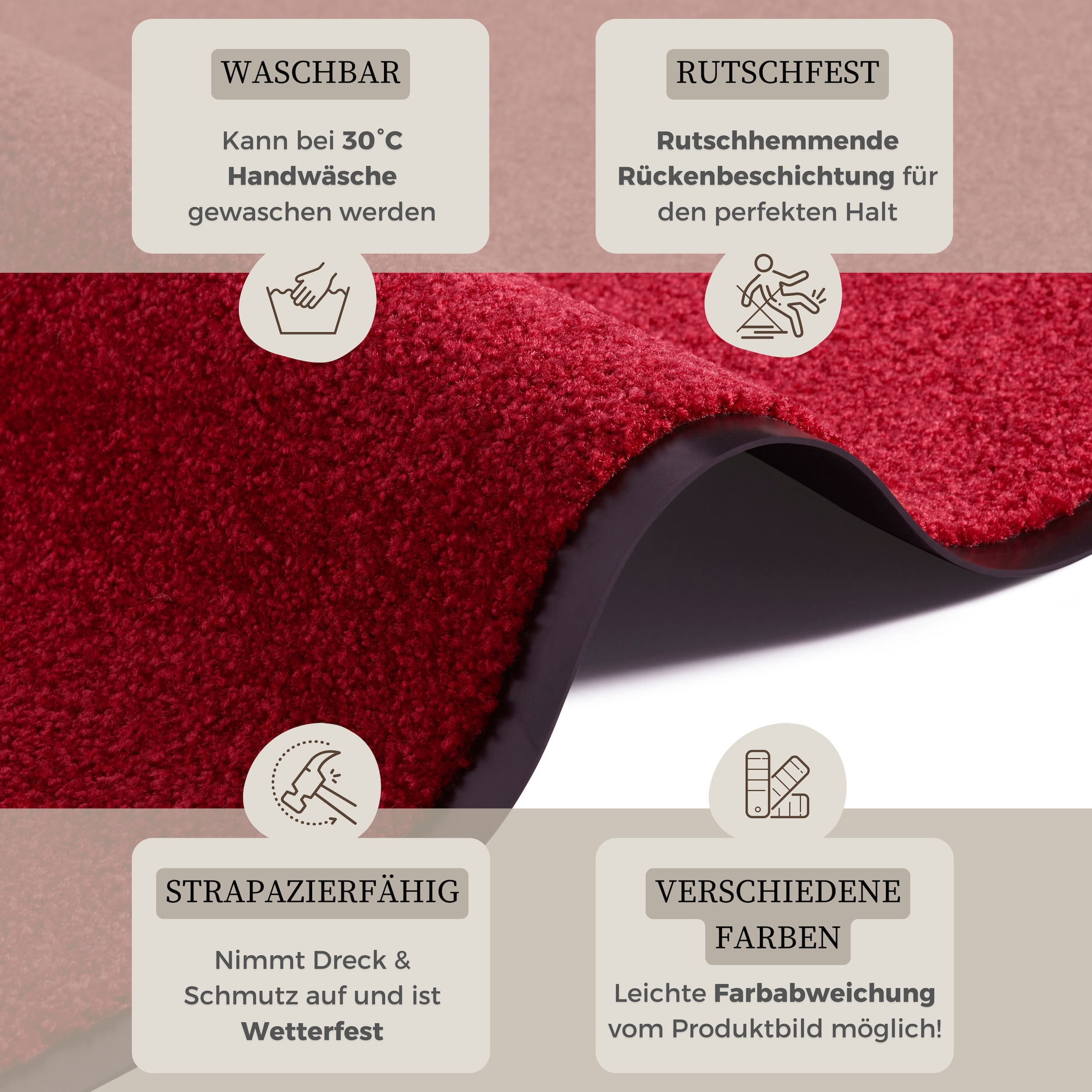 my home Fußmatte »Clean & Walk« rechteckig 7 mm Höhe Schmutzfangmatte, Türmatte, In- und Outdoor, Teppich, Läufer, waschbar