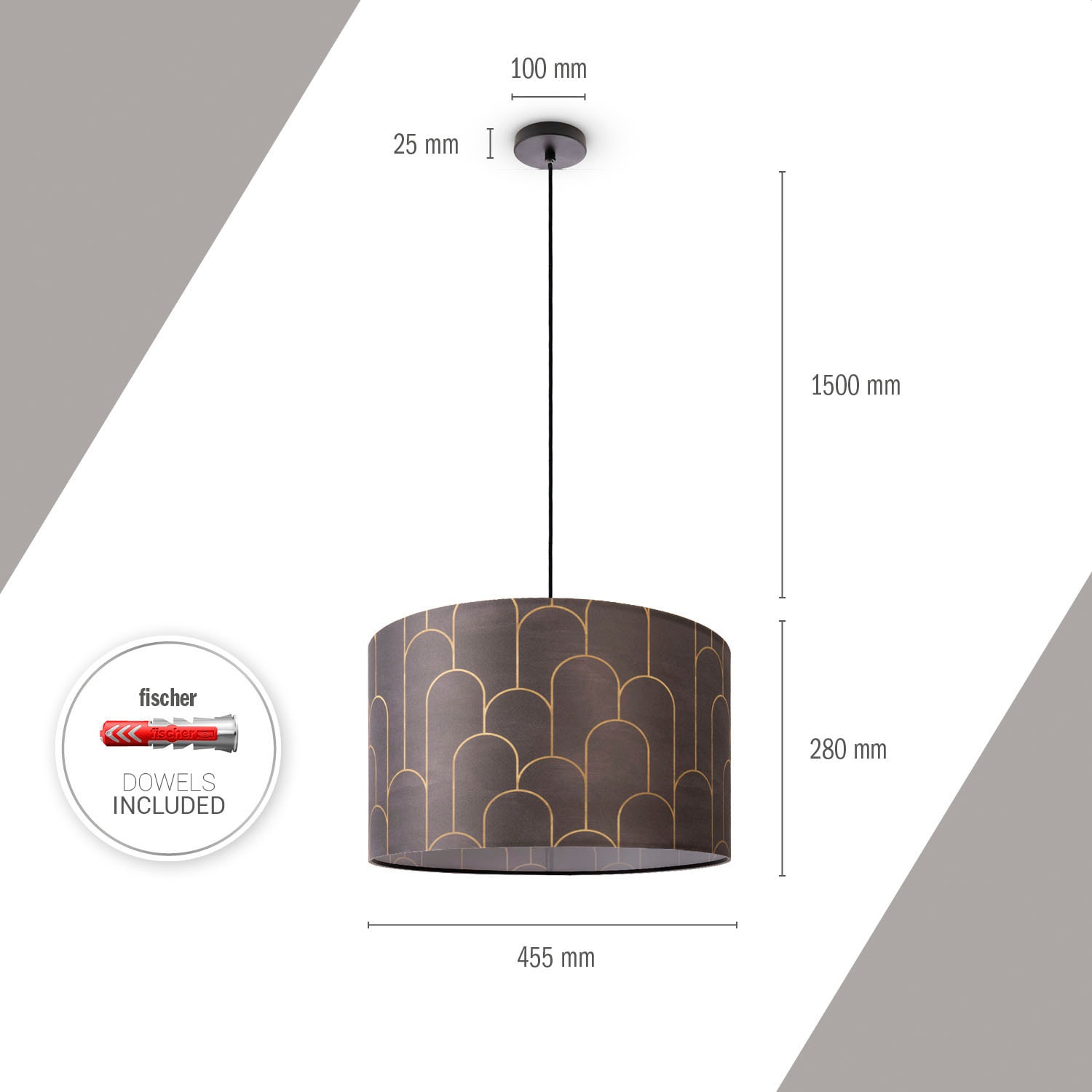 Paco Home Pendelleuchte »Hugo Pillar«, Hängeleuchte Vintage Wohnzimmerlampe  Mit Lampenschirm Modern online kaufen | mit 3 Jahren XXL Garantie