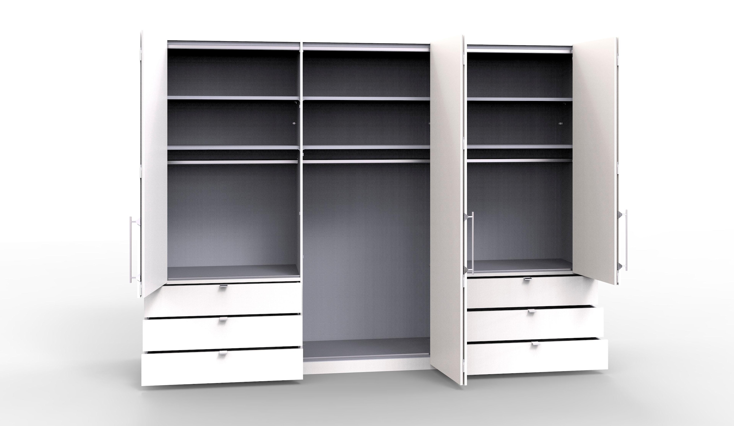 WIEMANN Falttürenschrank »Loft, Kleiderschrank, Schrank, Wäscheschrank, mit Glasfront«, (3 Breiten, 2 Höhen 216/236 cm auswählbar, MADE IN GERMANY), inkl. gepämpften Schubkästen und Türen, mit Panoramaöffnung