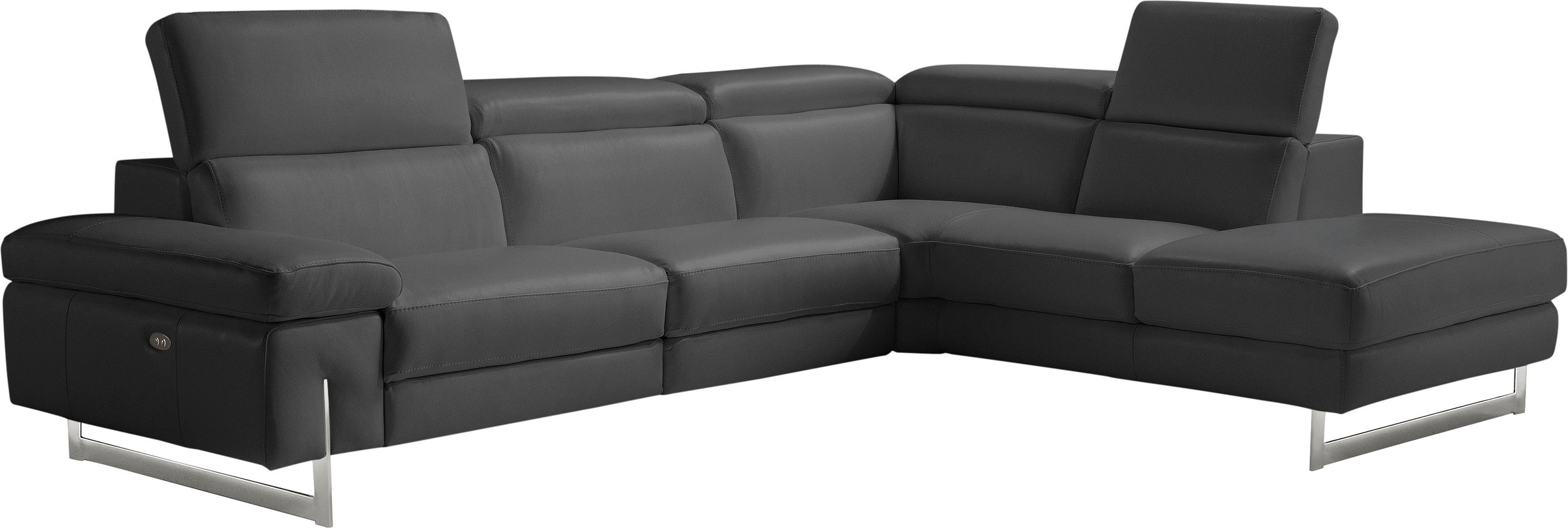 Egoitaliano Ecksofa »Candice, elegant, edel und bequem, erstklassiger Sitzkomfort, L-Form«, inkl. 2 elektrischer Relaxfunktionen, Bedienung über Taste an Armlehne