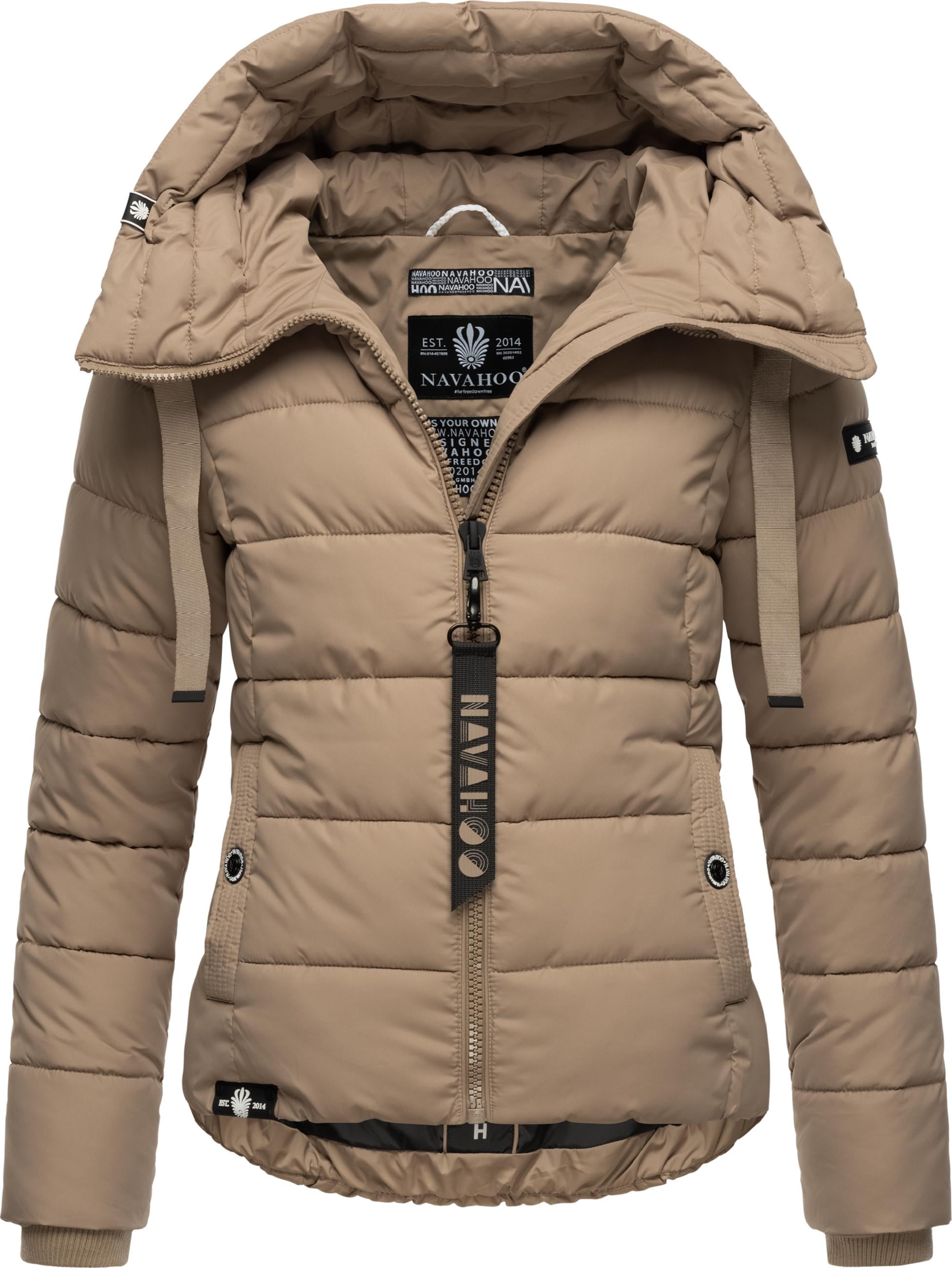 Navahoo Steppjacke »Steppjacke Amayaa« mit Kapuze stylische Damen Winterjacke mit coolen Applikationen