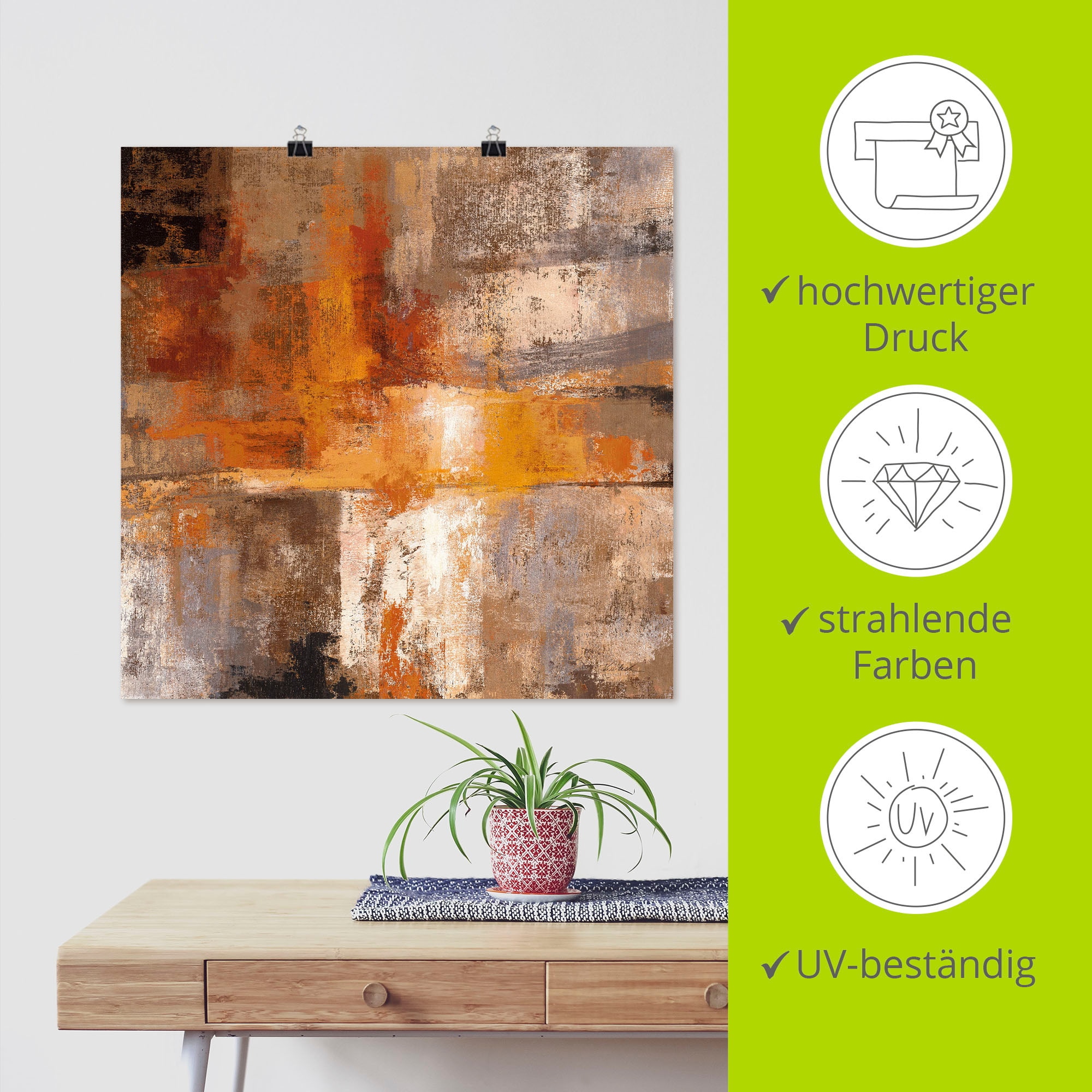 Artland Wandbild »Silber und Bernstein Ernte« Gegenstandslos 1 Stk. tlg. als Leinwandbild, Poster in verschied. Größen