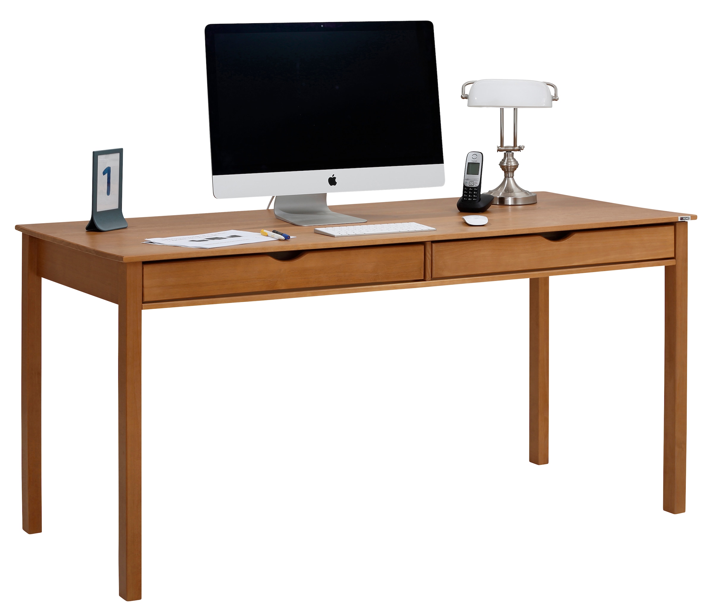 INOSIGN Schreibtisch »Gava«, (1 St.), Kiefer massiv, eingefräste Griffmulden, Höhe 80 cm