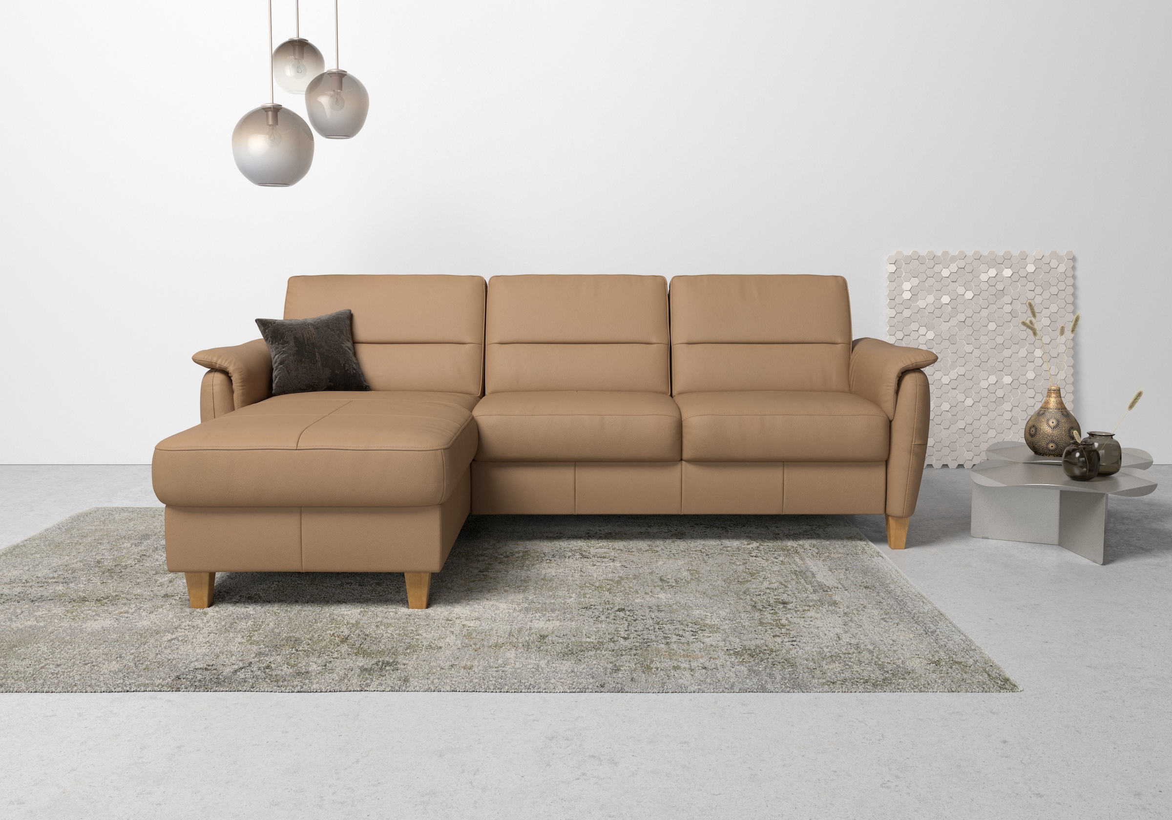 Home affaire Ecksofa »Palmera L-Form, B: 244 cm - OTTO. Verlässliche Qualität.« optional Schlaffunktion & Bettkasten, Federkern